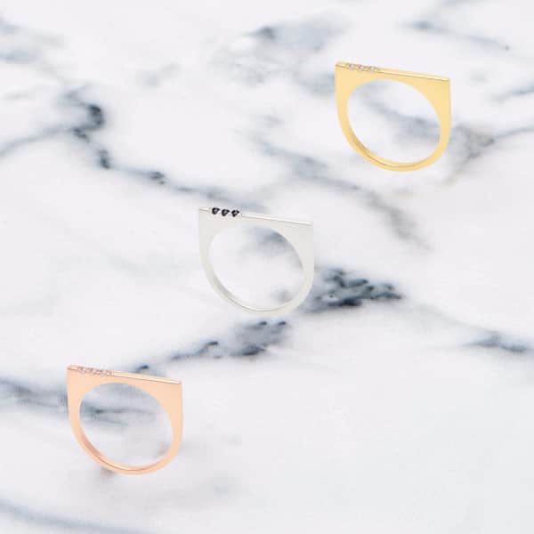 Neola Minerva Gold Stacking Ring With White Topaz In Stacking