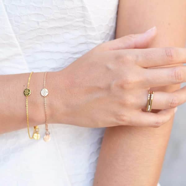 Neola Minerva Gold Stacking Ring With White Topaz In Stacking
