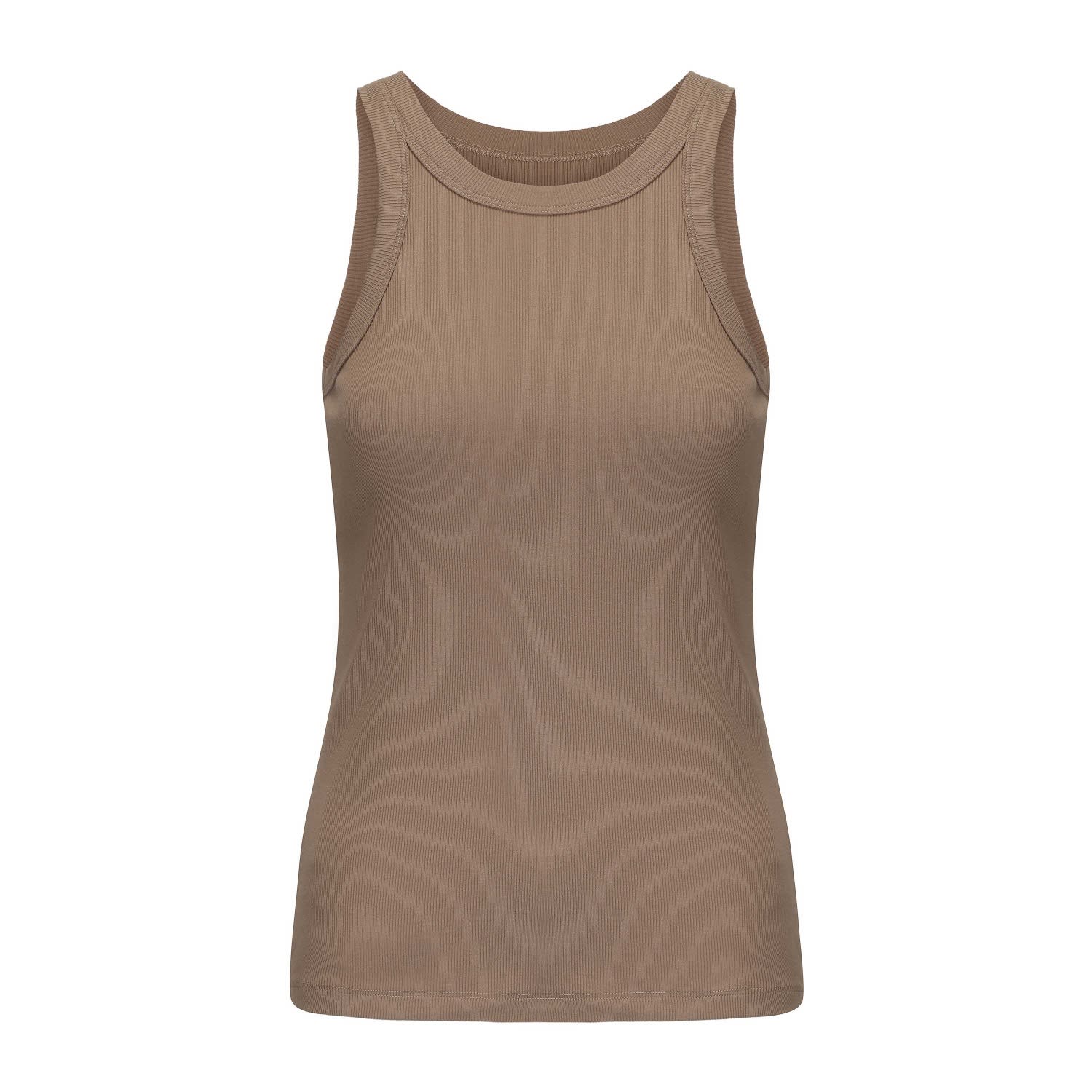 Mute By Jl Women's Brown Taupe Ecorib High-neck Tank