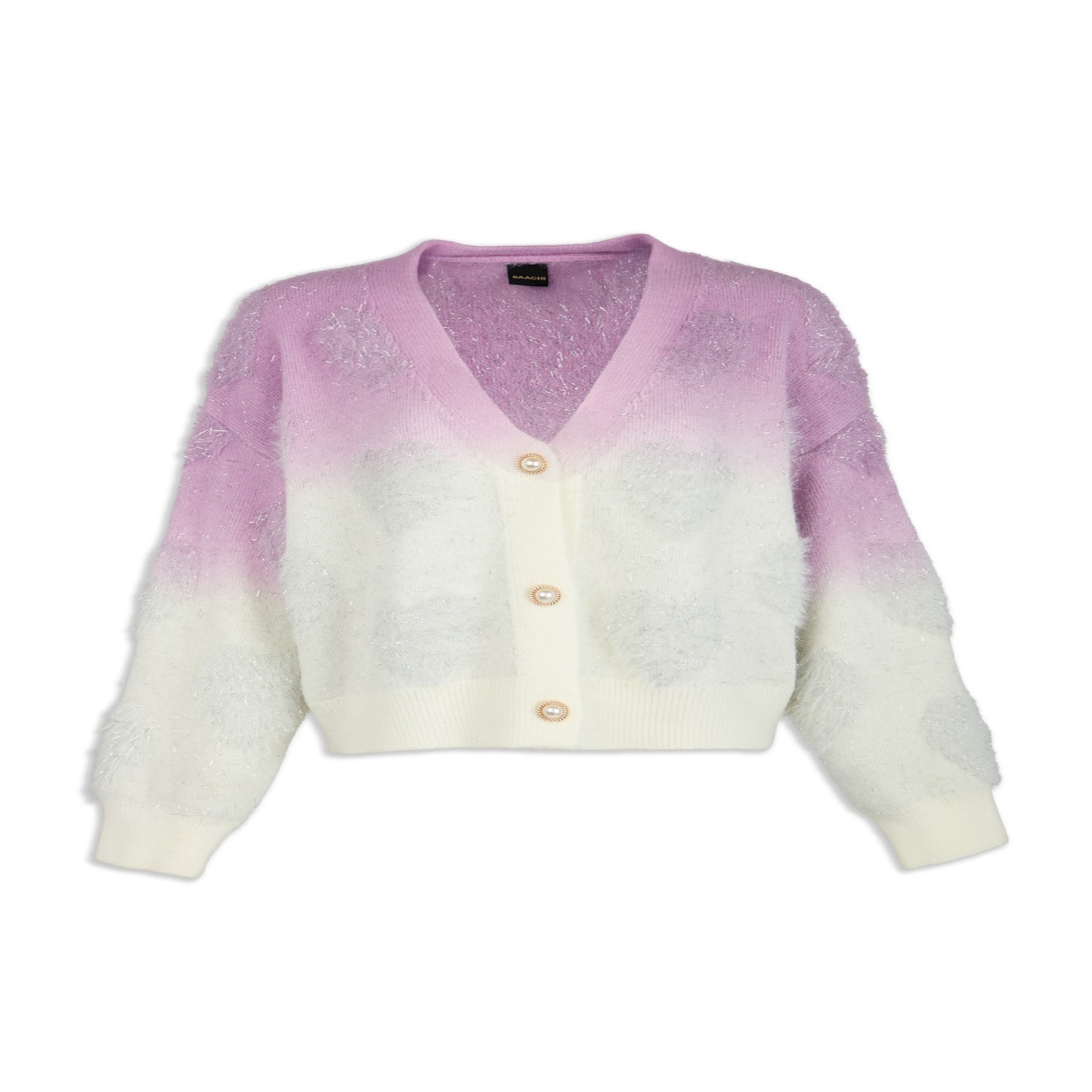 Saachi Women's Purple Soft Heart Ombre Lilac Cardigan