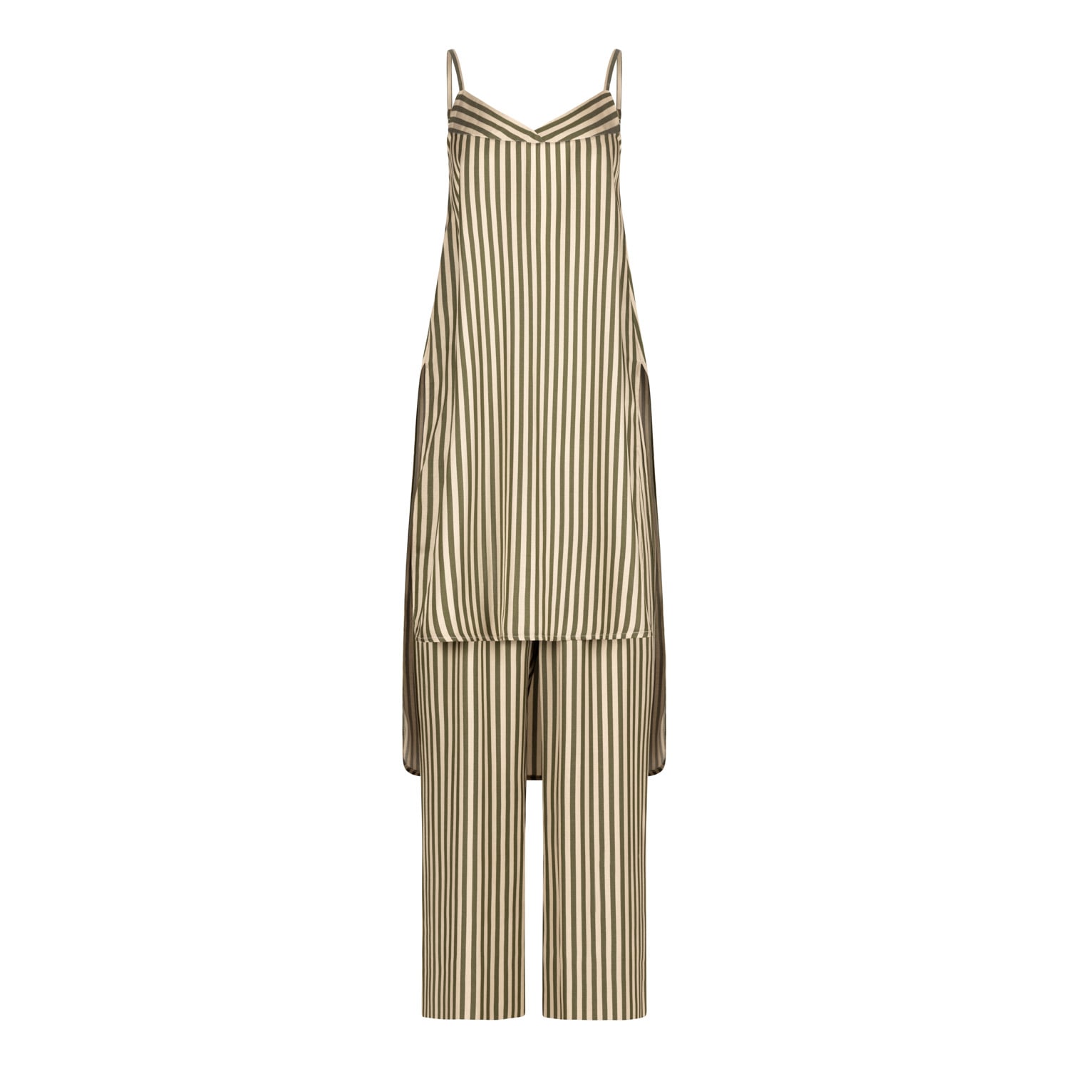Clothes By Locker Room Green Relaxed Striped Co-ord Set In Green