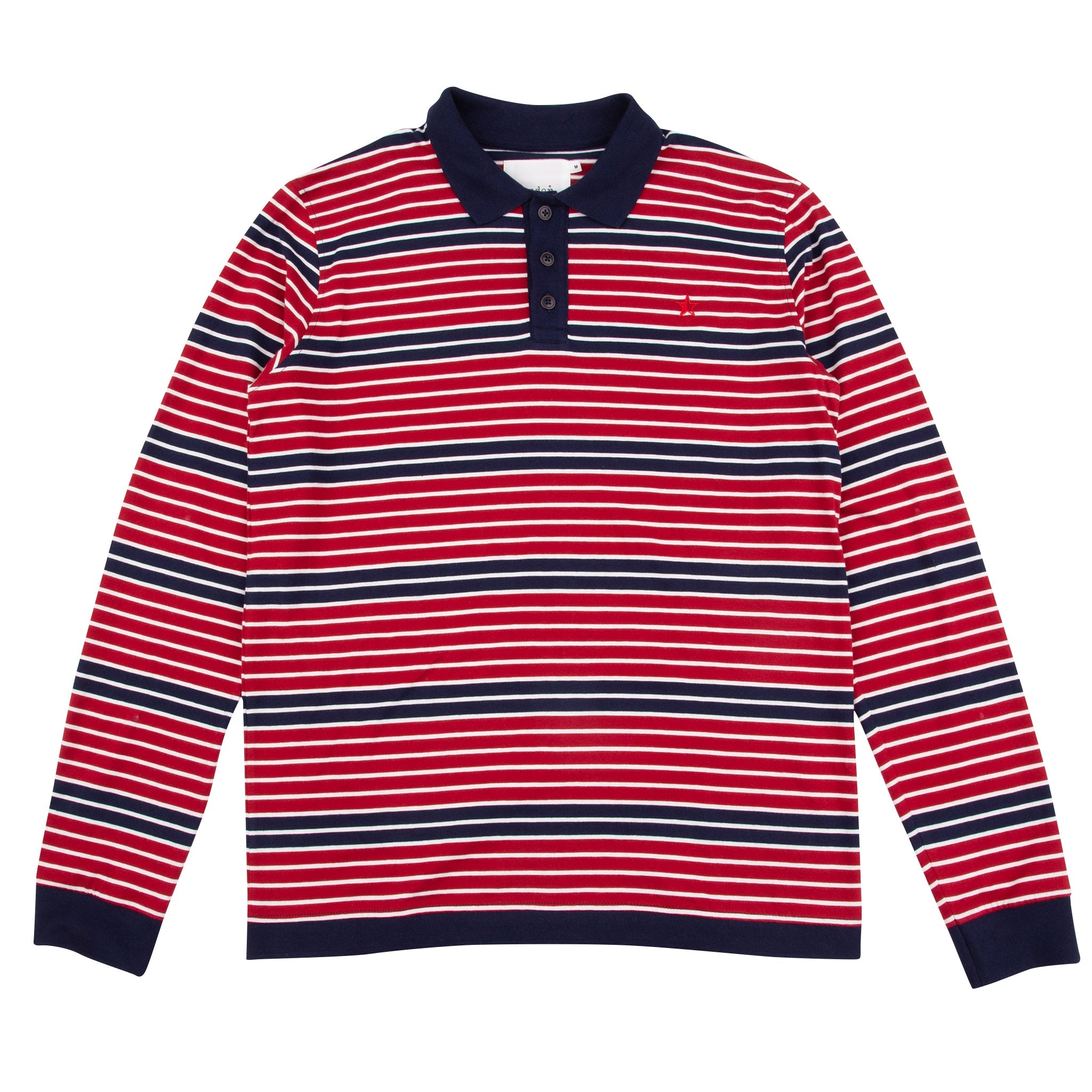 Men’s Monterey Long Sleeve Polo - Deep Red & Navy Extra Large Sounder