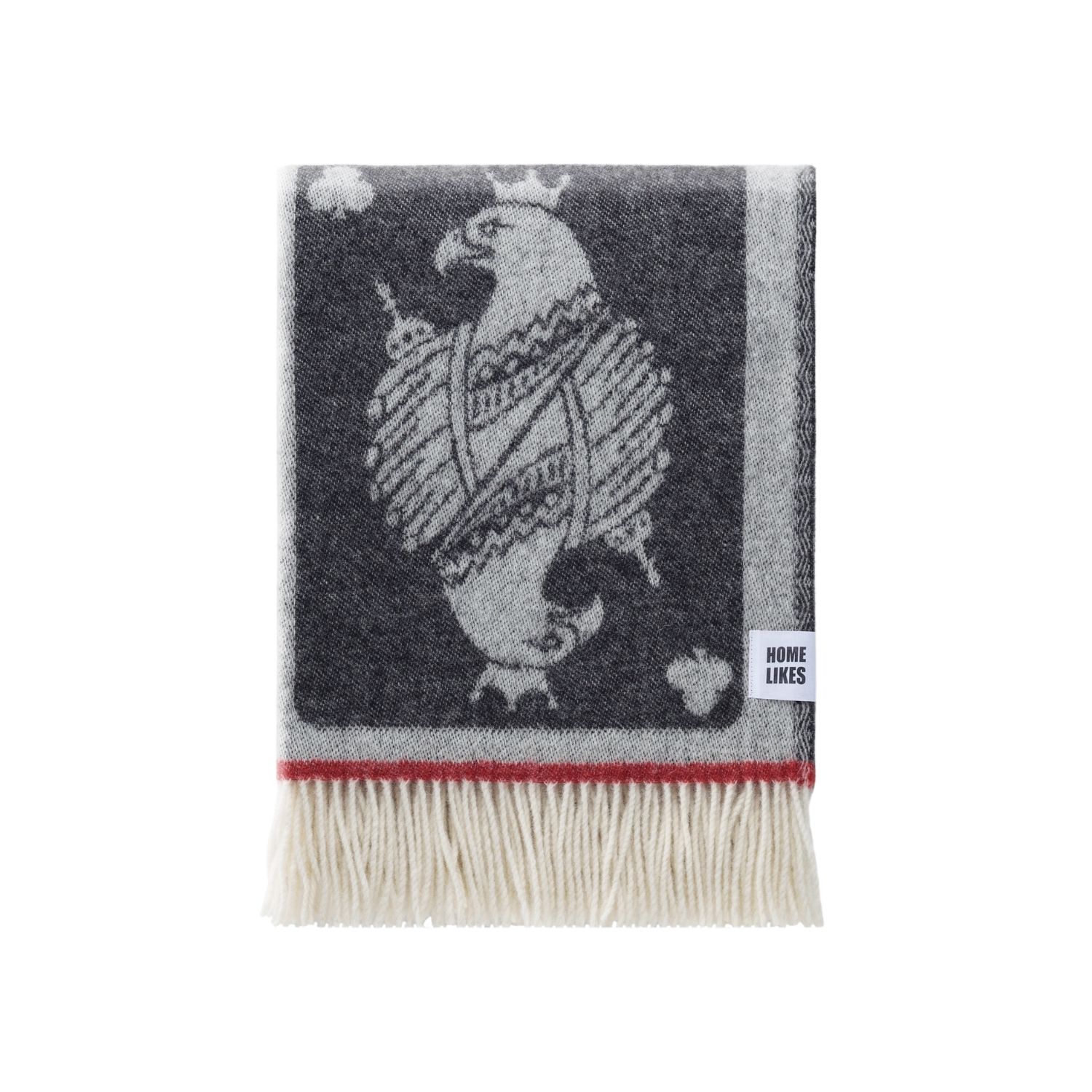 J.j.textile Black / Red / White Playing Cards Wool Throw