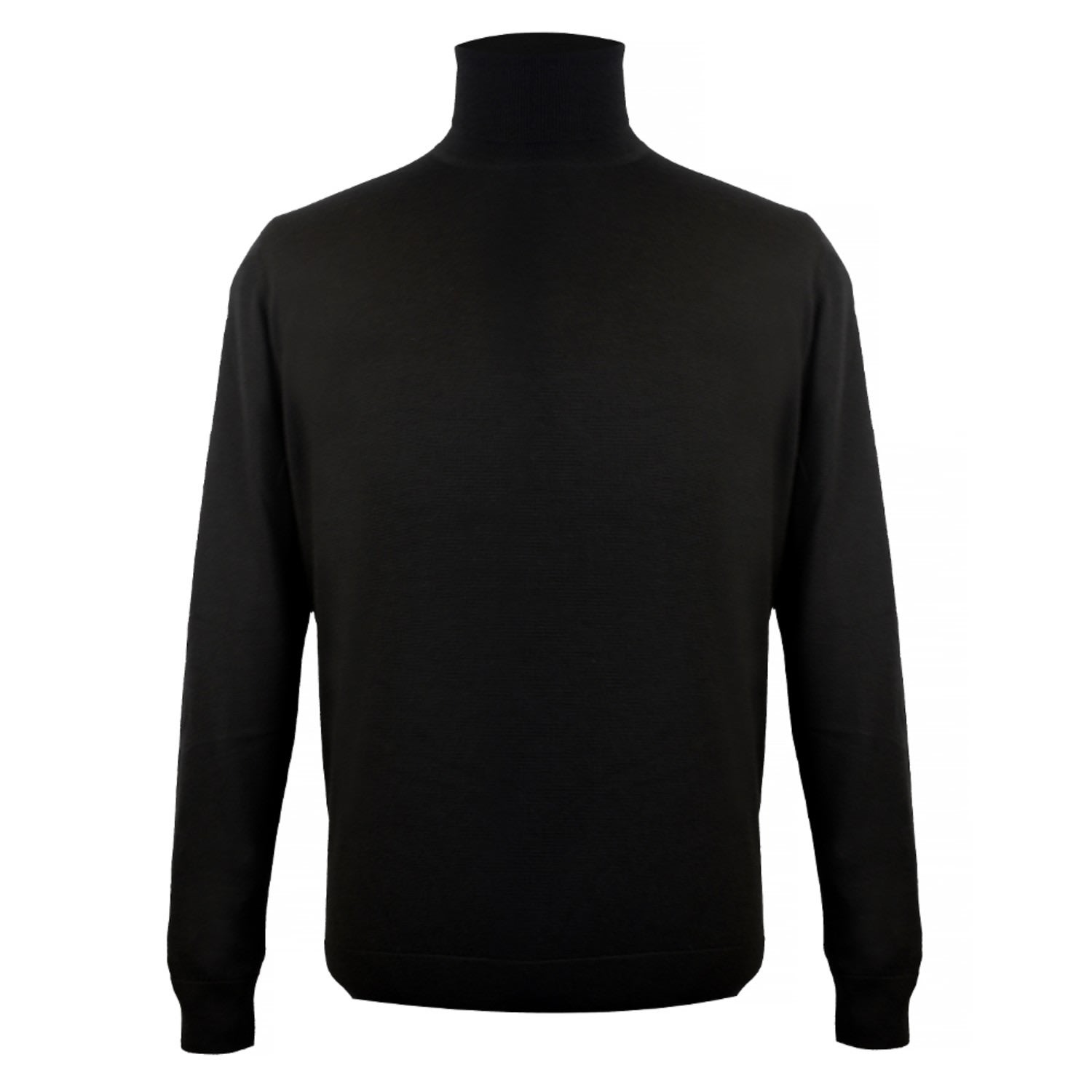 David Wej Men's Harry Merino Wool Roll Neck Sweater - Black In Black