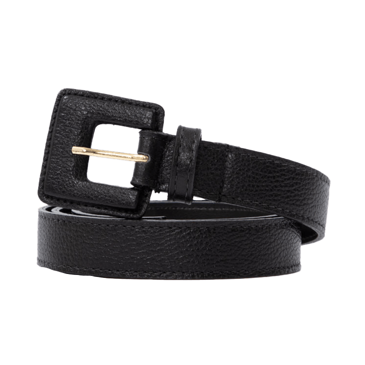 Women’s Mini Square Narrow Buckle Belt - Black Medium Beltbe