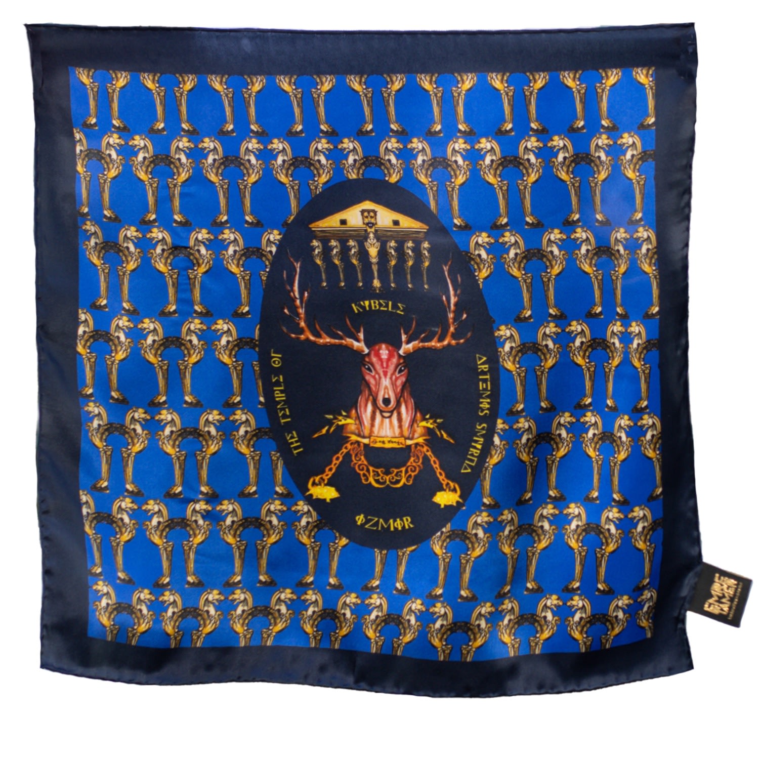 Men’s Blue / Gold Silk Scarf- Artemis Navy Lion Emre Tamer-London