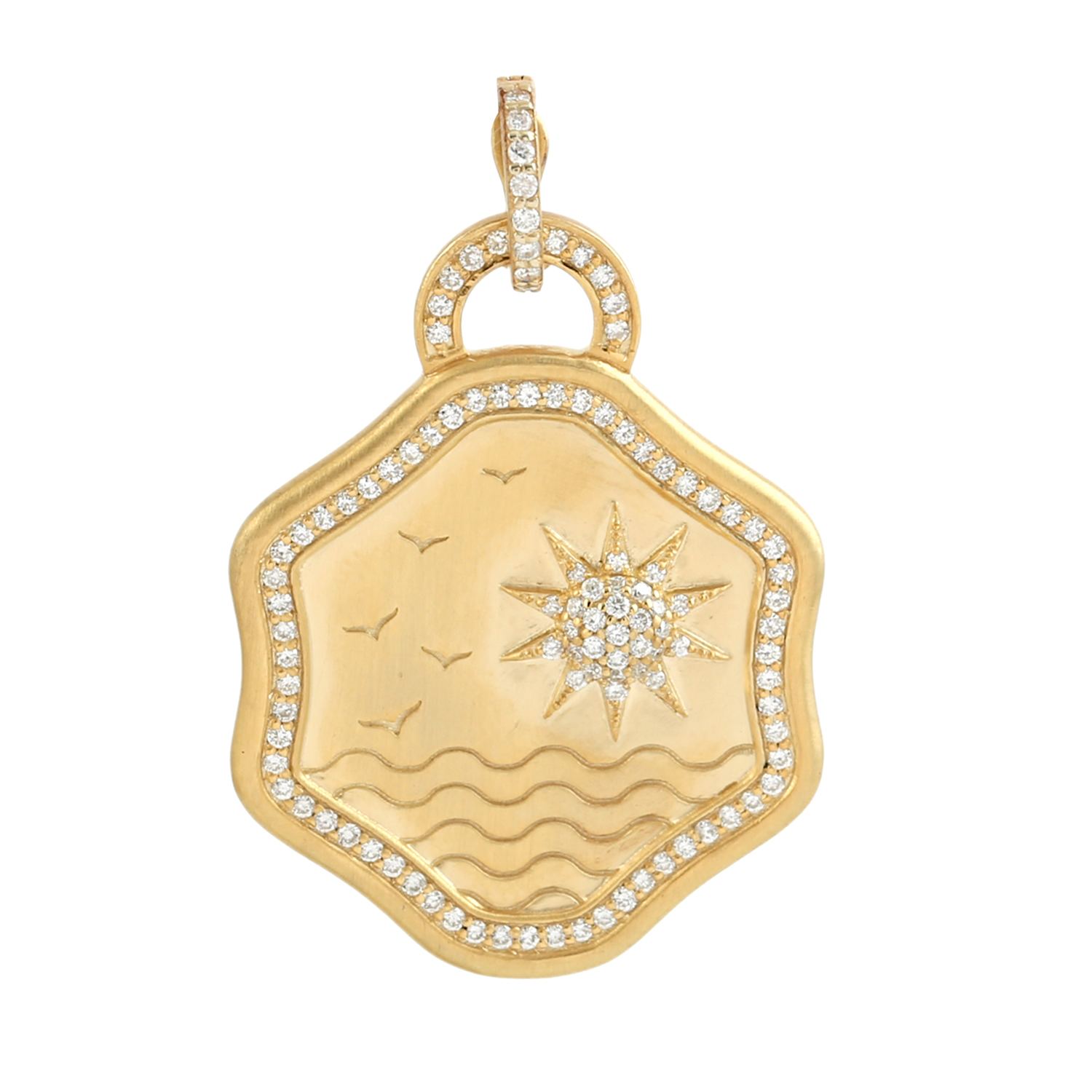 Artisan Women's Gold / White Designer Sunlight-inspired Diamond Bird Pendant In Gold In Gold