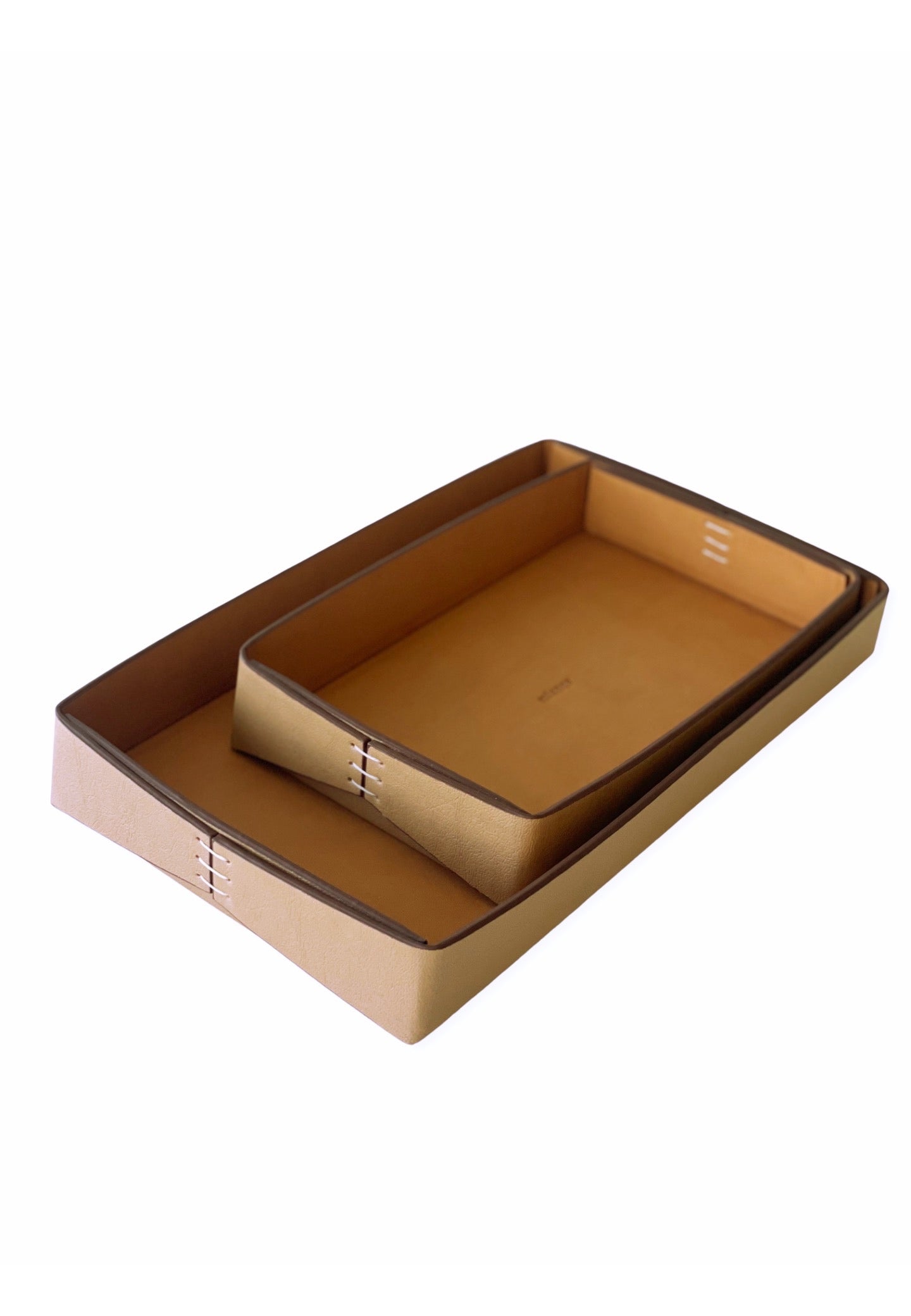 Neutrals / Brown Vegan Apple Leather Tray Camel 2 Pieces Mianqa