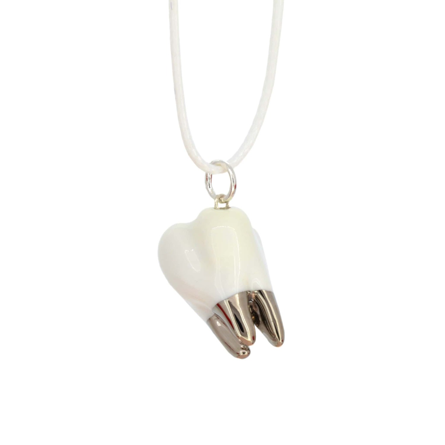 Women’s White / Silver Quirky Tooth Necklace - Silver Root Cj314