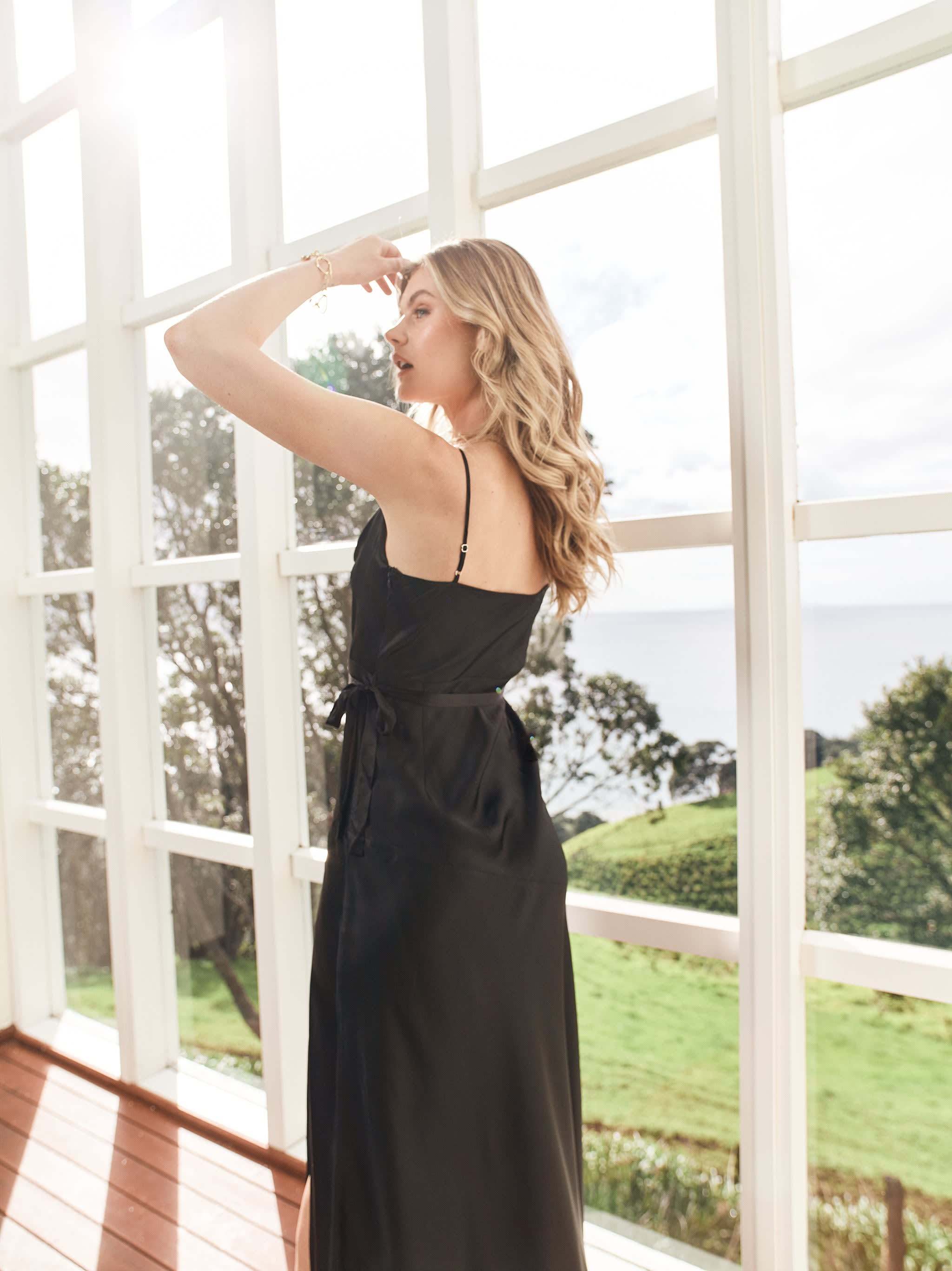 Emma Pure Silk Slip Dress | Maxi With High Slit by Mera Silk