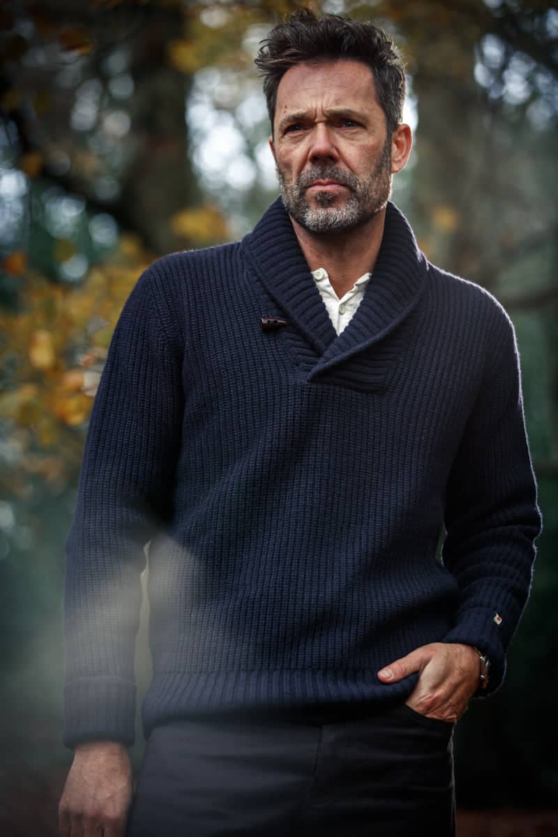&Sons Port Shawl Collar Jumper Navy | &SONS Trading Co | Wolf & Badger
