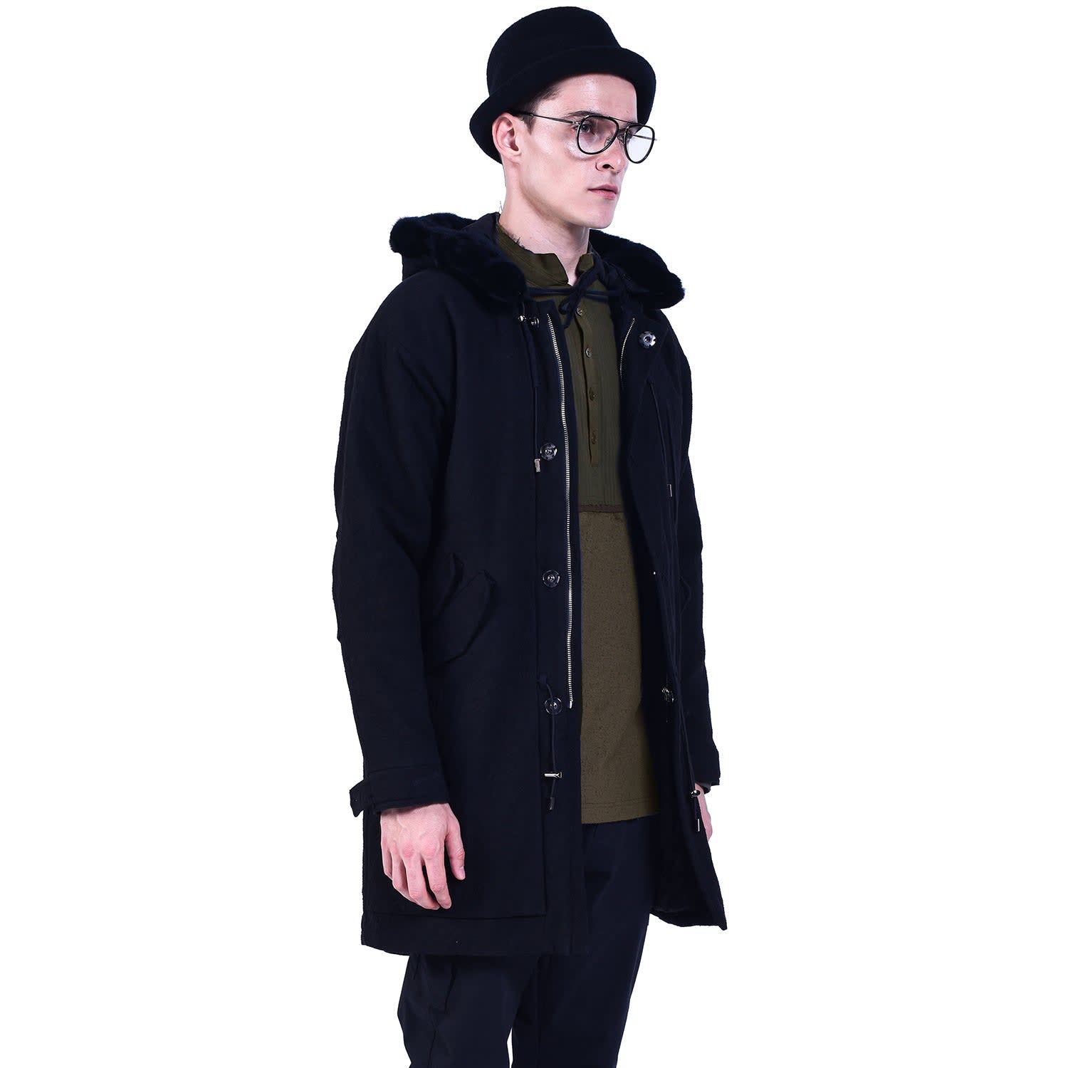Hooded Cotton Jacquard Coat by Smart and Joy
