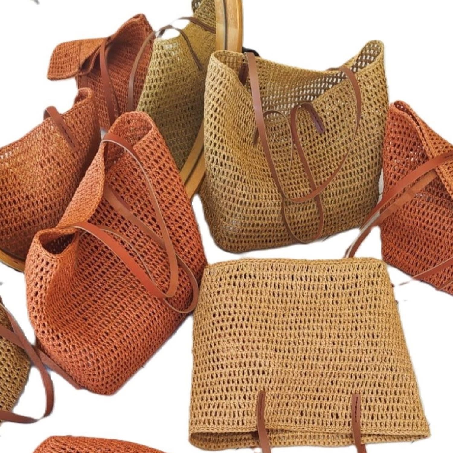 Springmoonatelier Women's Neutrals Raffia Mesh Bags Cream In White