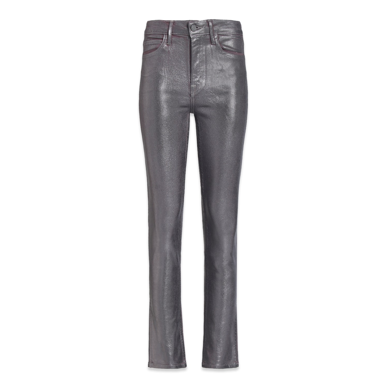 Noend Denim Pink / Purple / Rose Gold Carla Ankle Bootcut In Metallic Mauve In Pink/purple/rose Gold