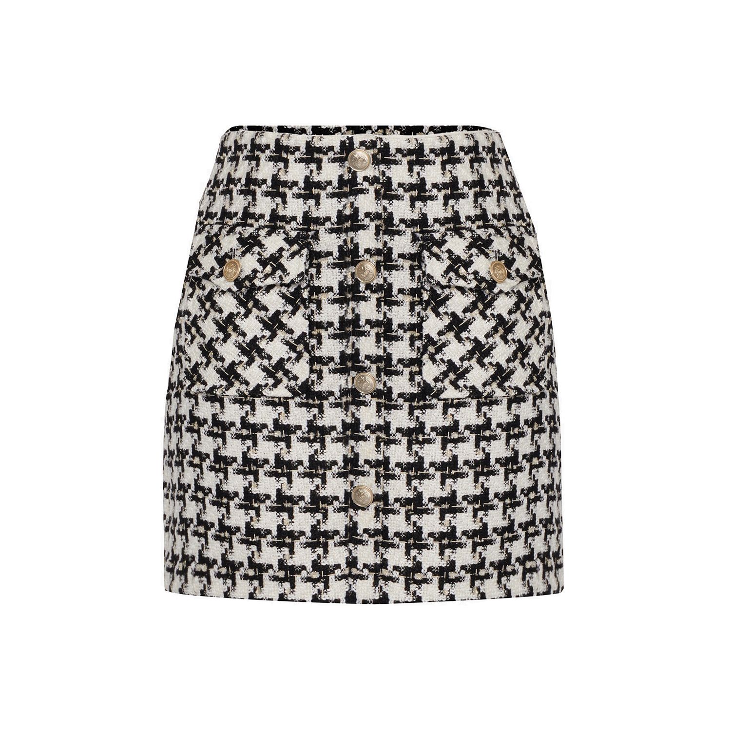 Women’s Front Pocket Detailed Ecru Tweed Skirt Xxs Rue Les Createurs