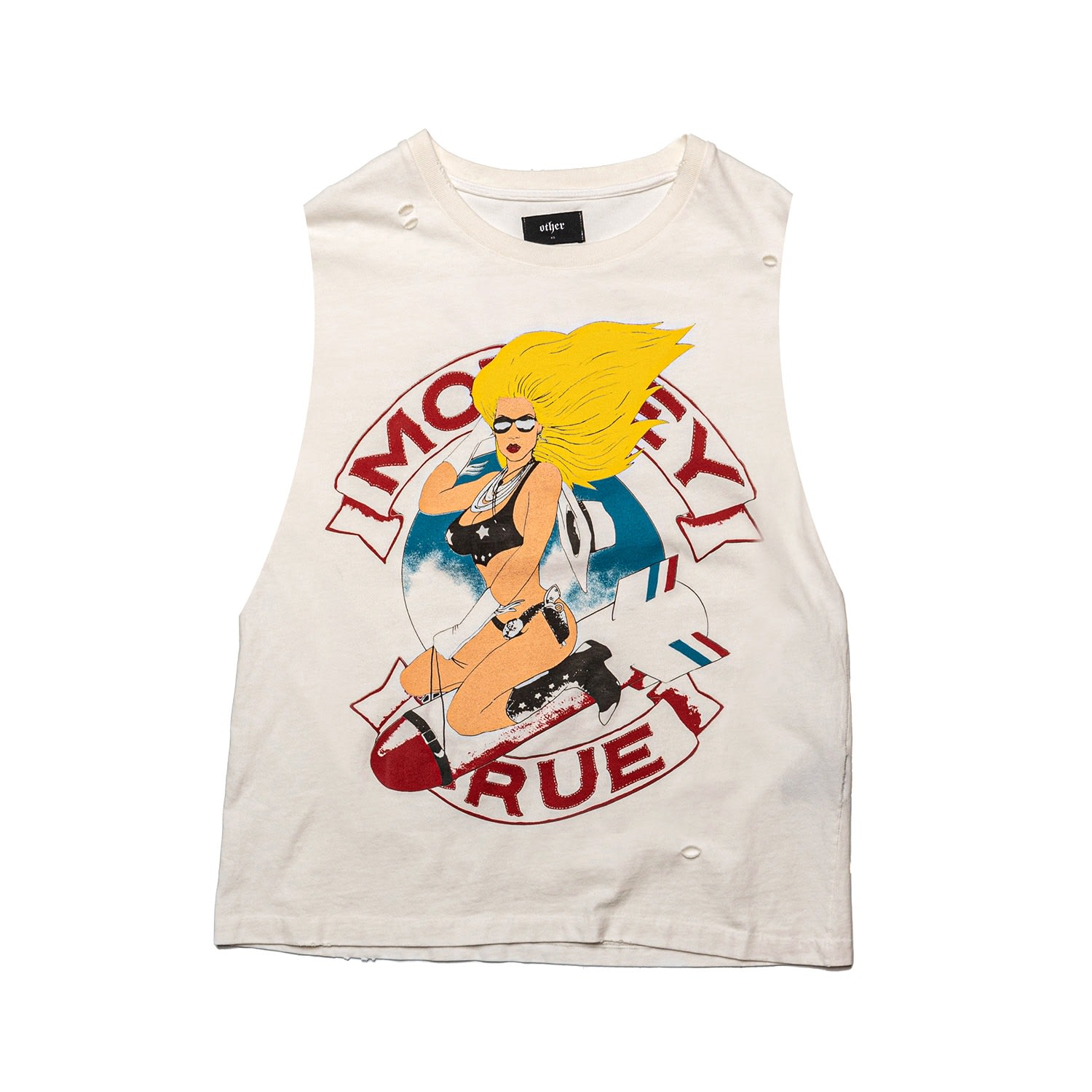 Women’s Motley Crue - Bomber Girl - Vintage Band Tank - White Blonde Xxs OTHER UK