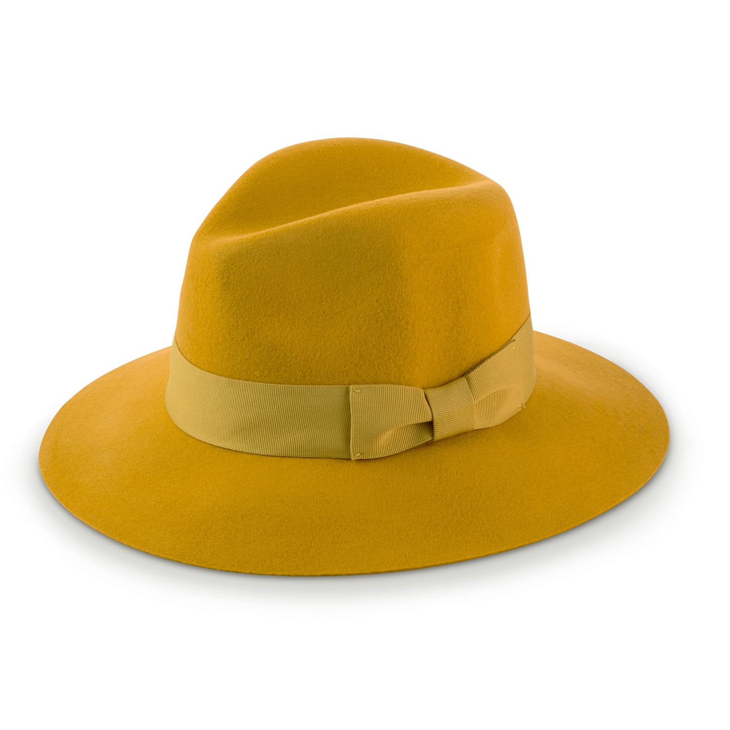 Women’s Yellow / Orange Mustard Yellow Felt Fedora Hat Large Justine Hats