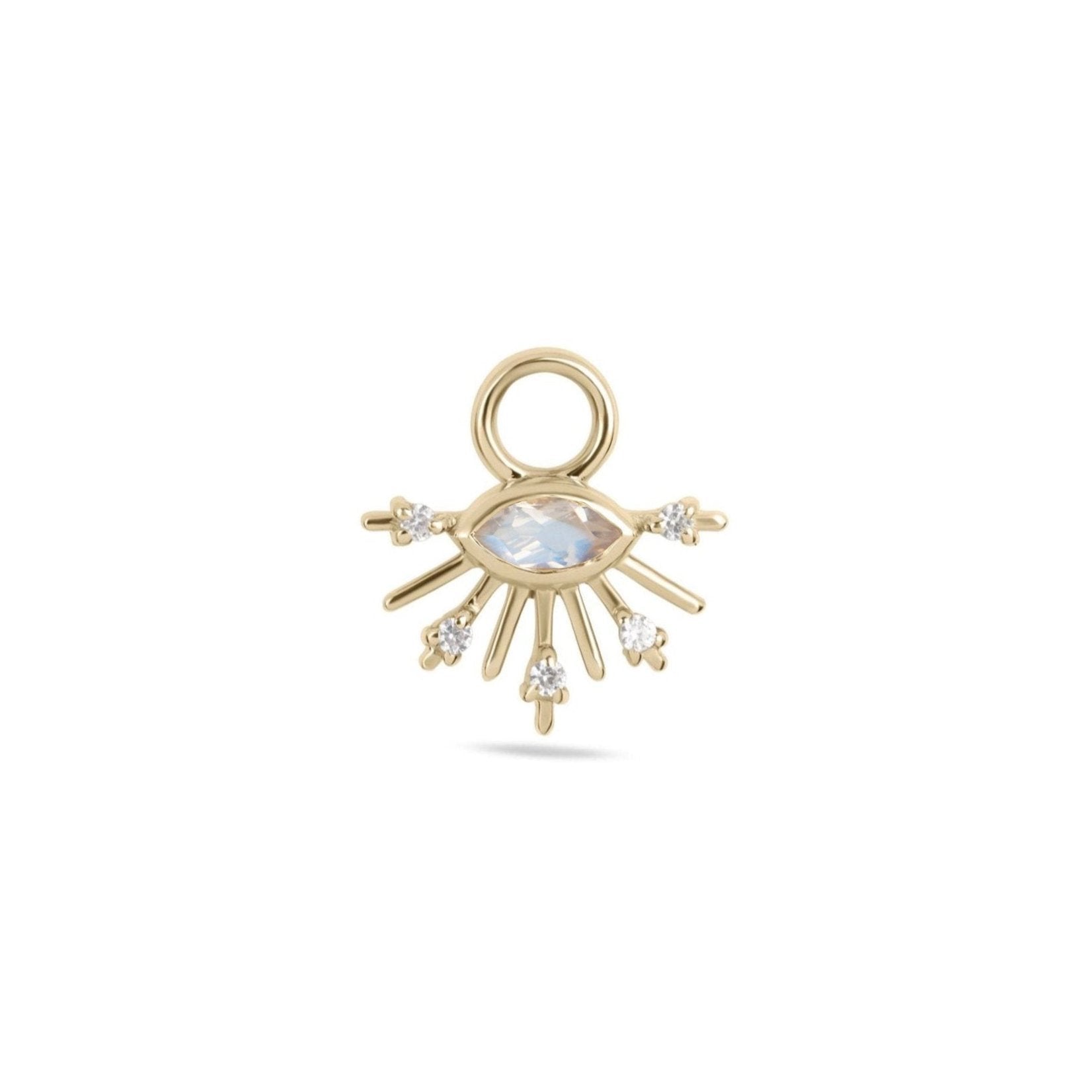 Zohreh Women's Moonstone & White Sapphire Sunburst Earring Charm 9k Gold In Gold