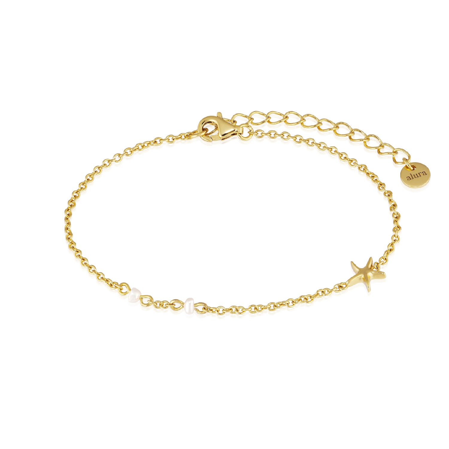 Alura Copenhagen Jewellery Women's Ocean Gold Bracelet With Starfish & Pearls