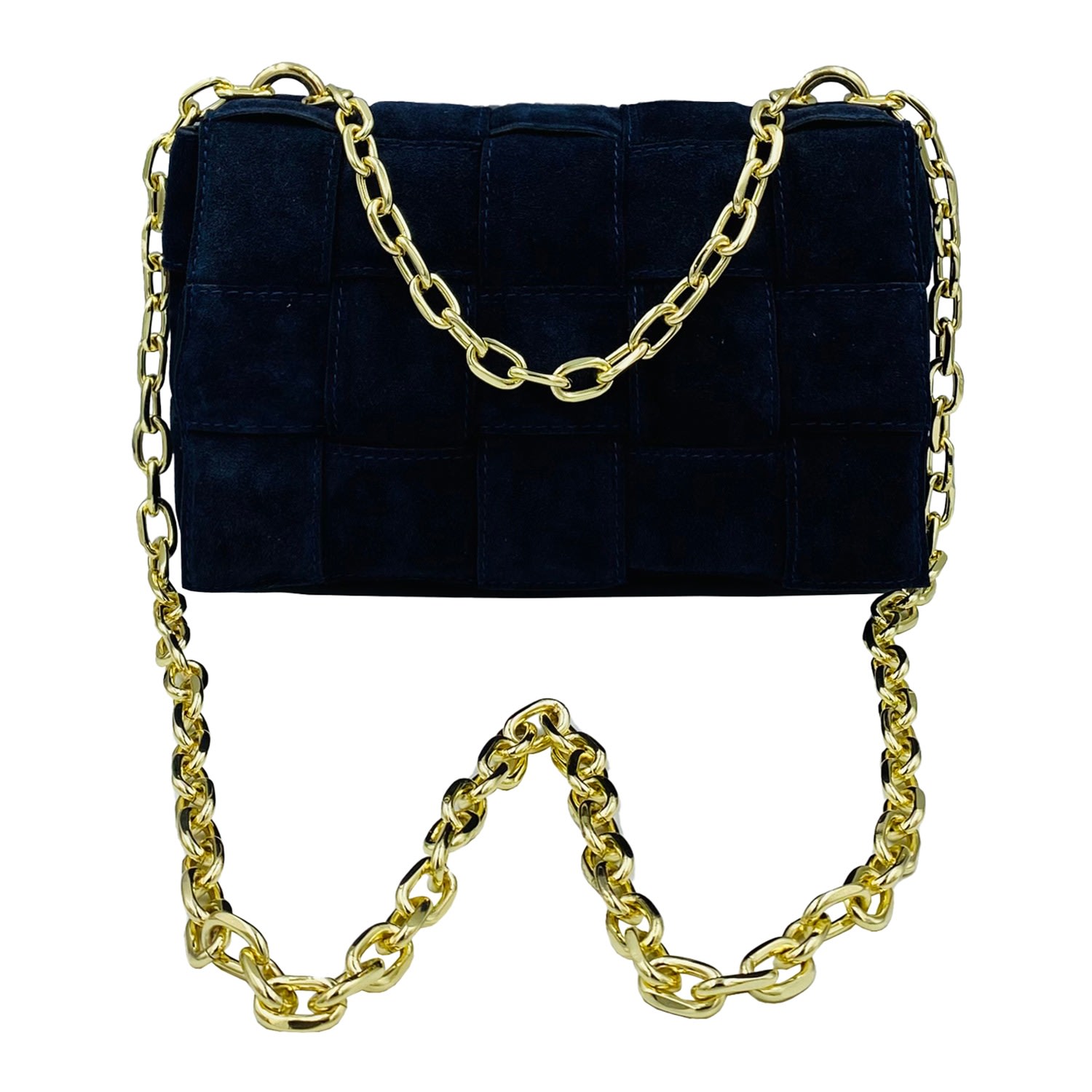 Women's Braided Suede Handbag Navy Blue | One Size | Angelika Jozefczyk