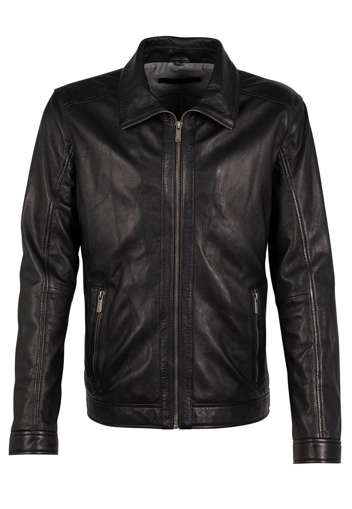 Mauritius Men's Thees Cf Leather Jacket, Black In Black