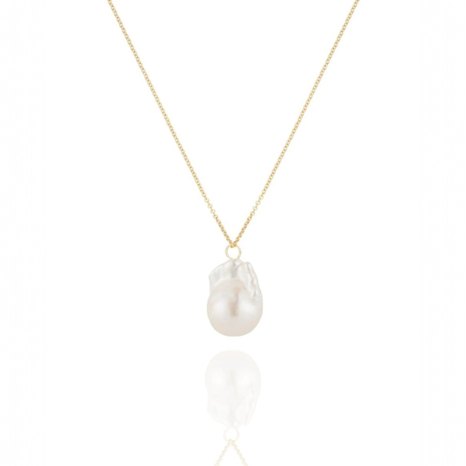 Ella Palm Women's Gold / White Gaia Baroque Pearl Gold Necklace