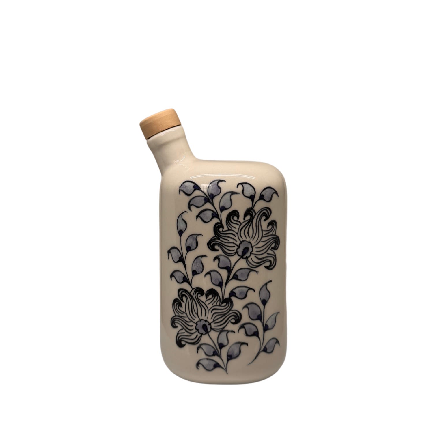 Black And Wild Blue / White Artisan Crafted Christmas Flower Bottle And Vase