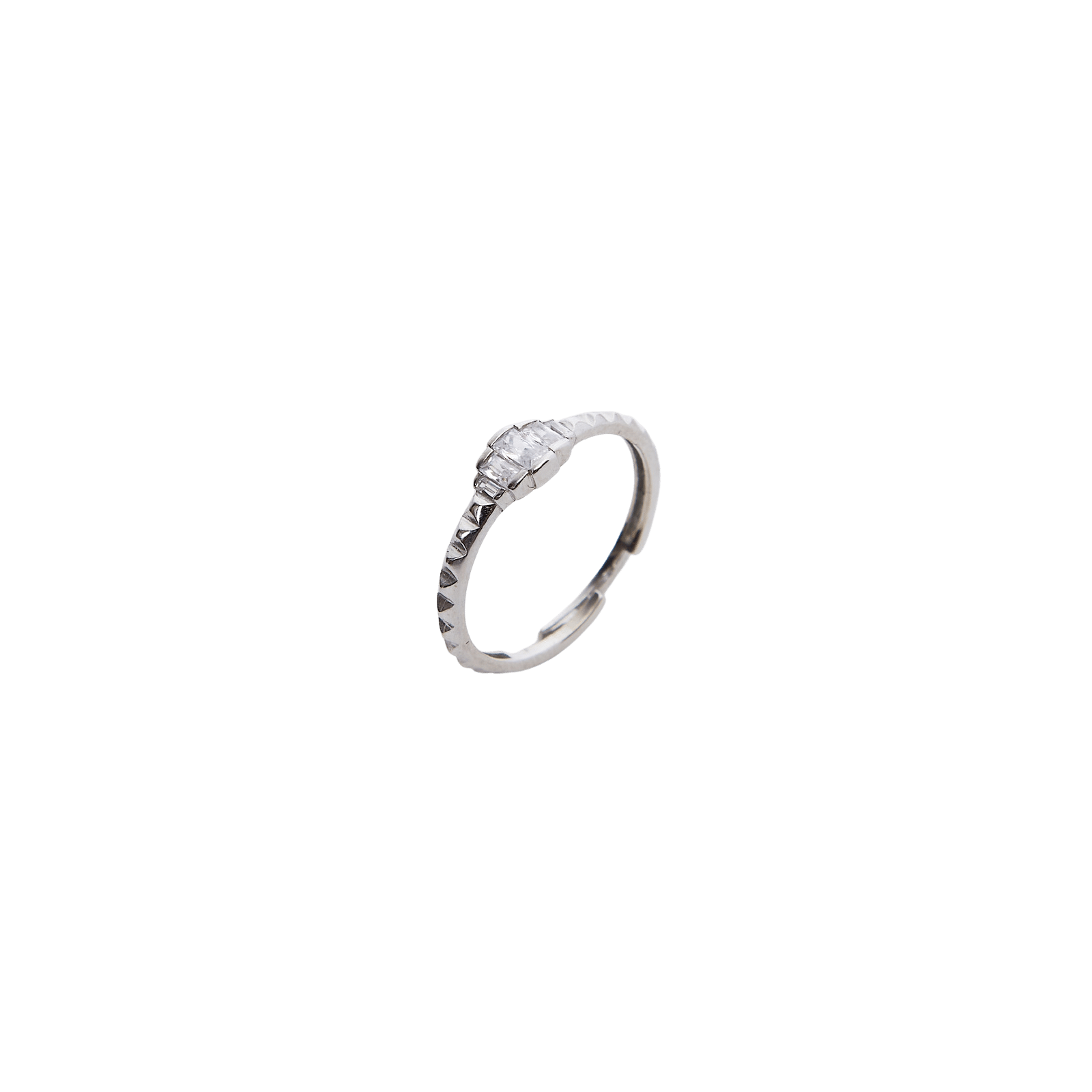 Spero London Women's Three Baugette Gemstone Sterling Silver Ring - Silver In Silver