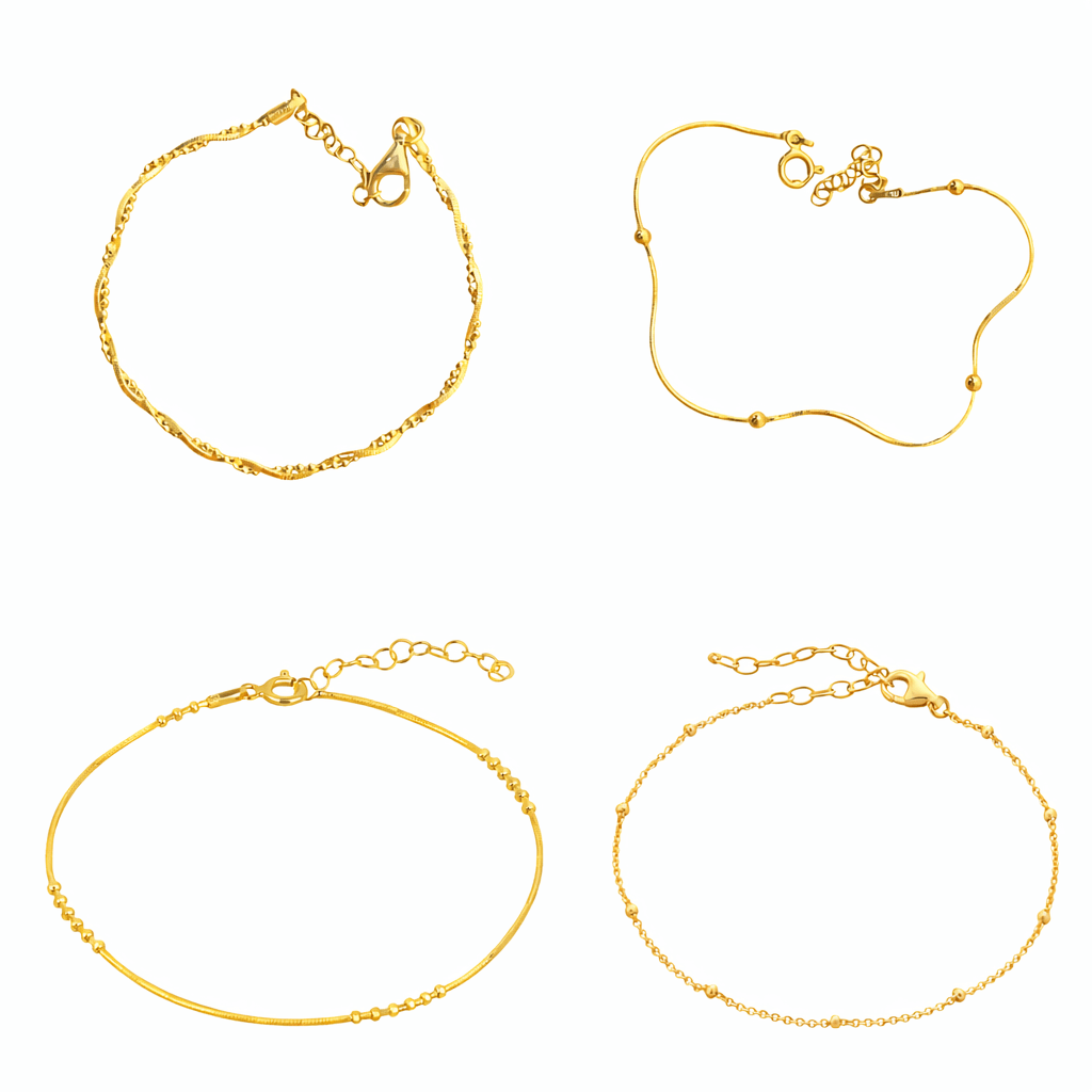 Women's Sterling Silver Beaded Bracelet Layering Set - Gold | Spero London