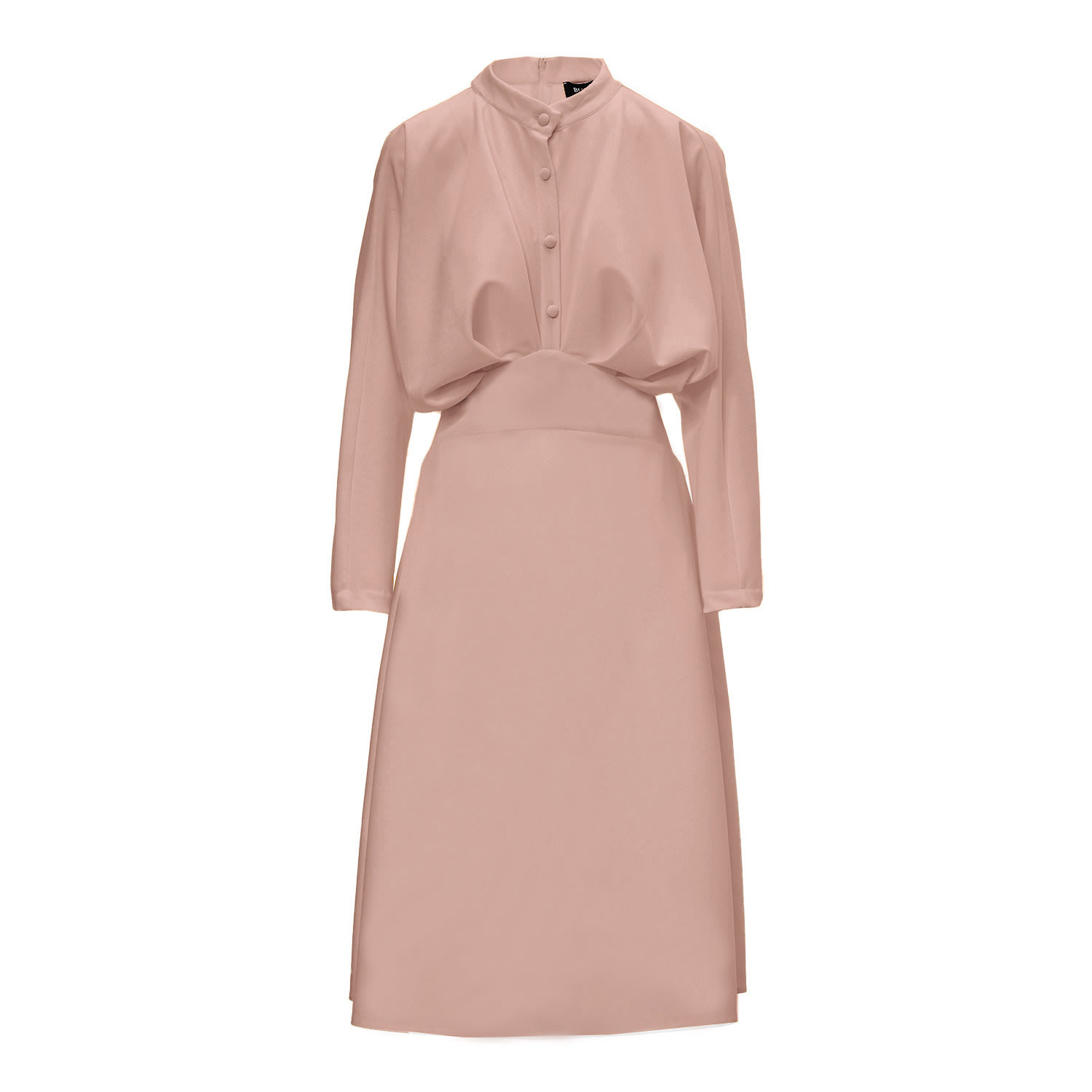 Bluzat Women's Pink / Purple Pink Midi Dress With Draping And Buttons In Pink/purple