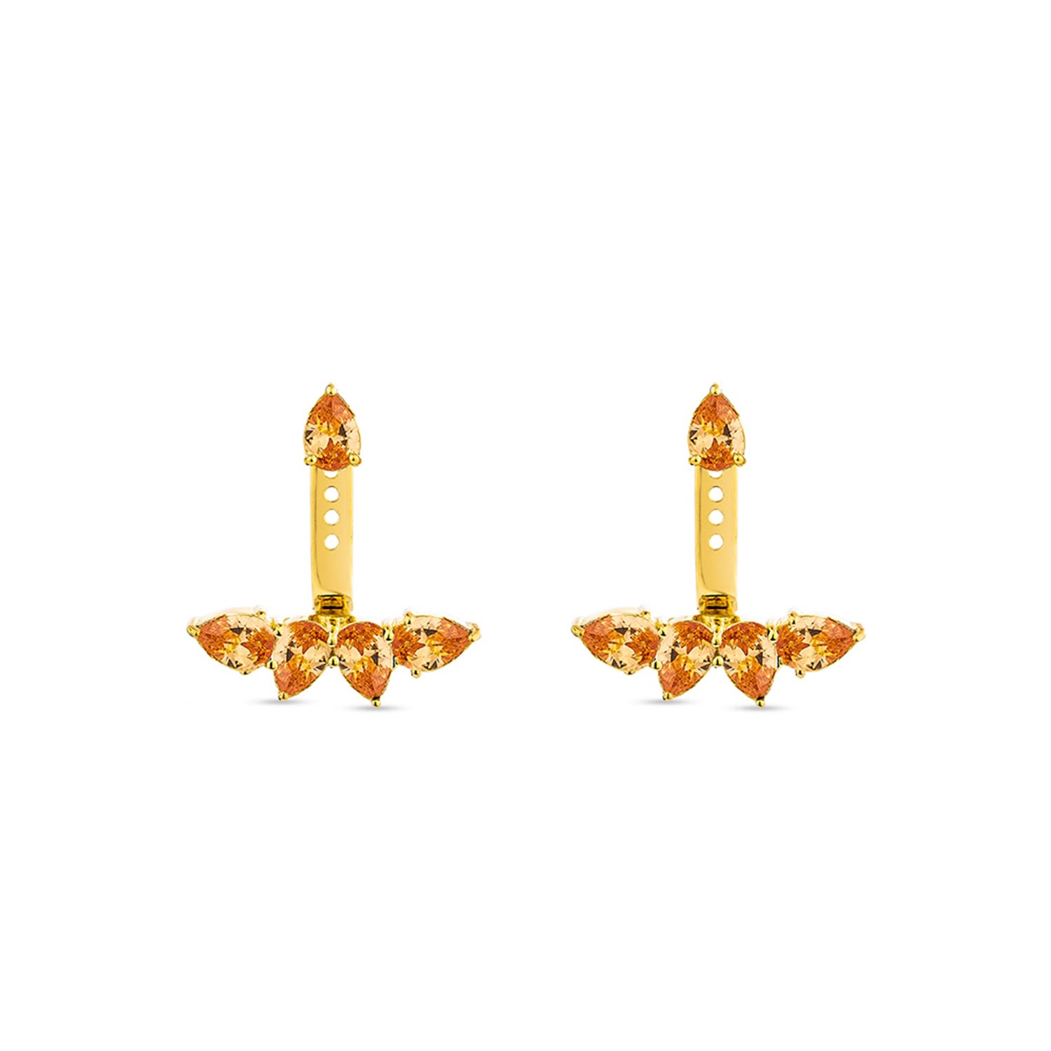Sally Skoufis Women's Gold / Yellow / Orange Pure Ear Jacket With Man Made Cz Diamond Stimulant In Sterling Silver In Multi