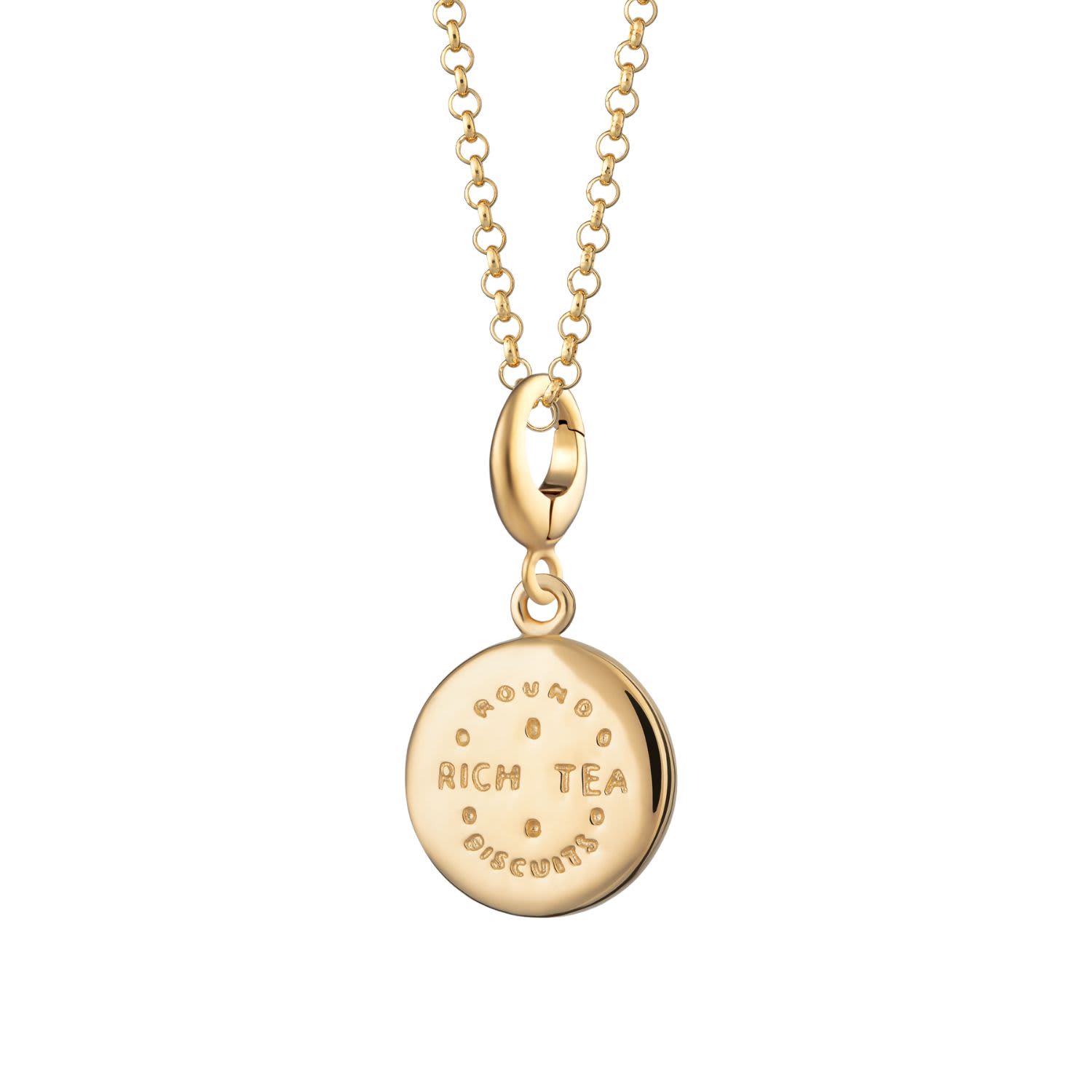 Gold Plated Rich Tea Biscuit Charm Necklace | Lily Charmed | Wolf