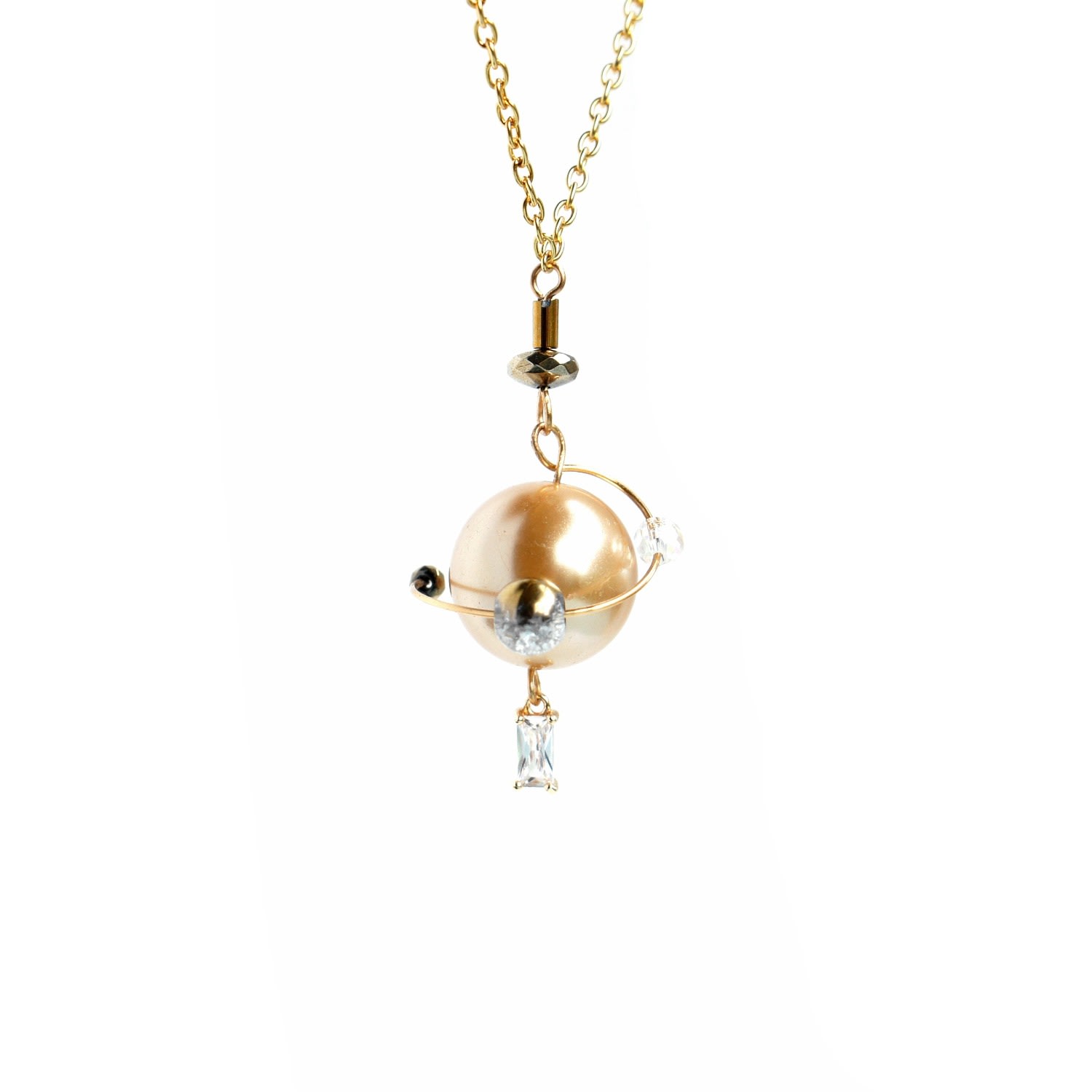 Women’s In My Orbit Pearl & Crystal Charm Necklace - Gold I’mmany London