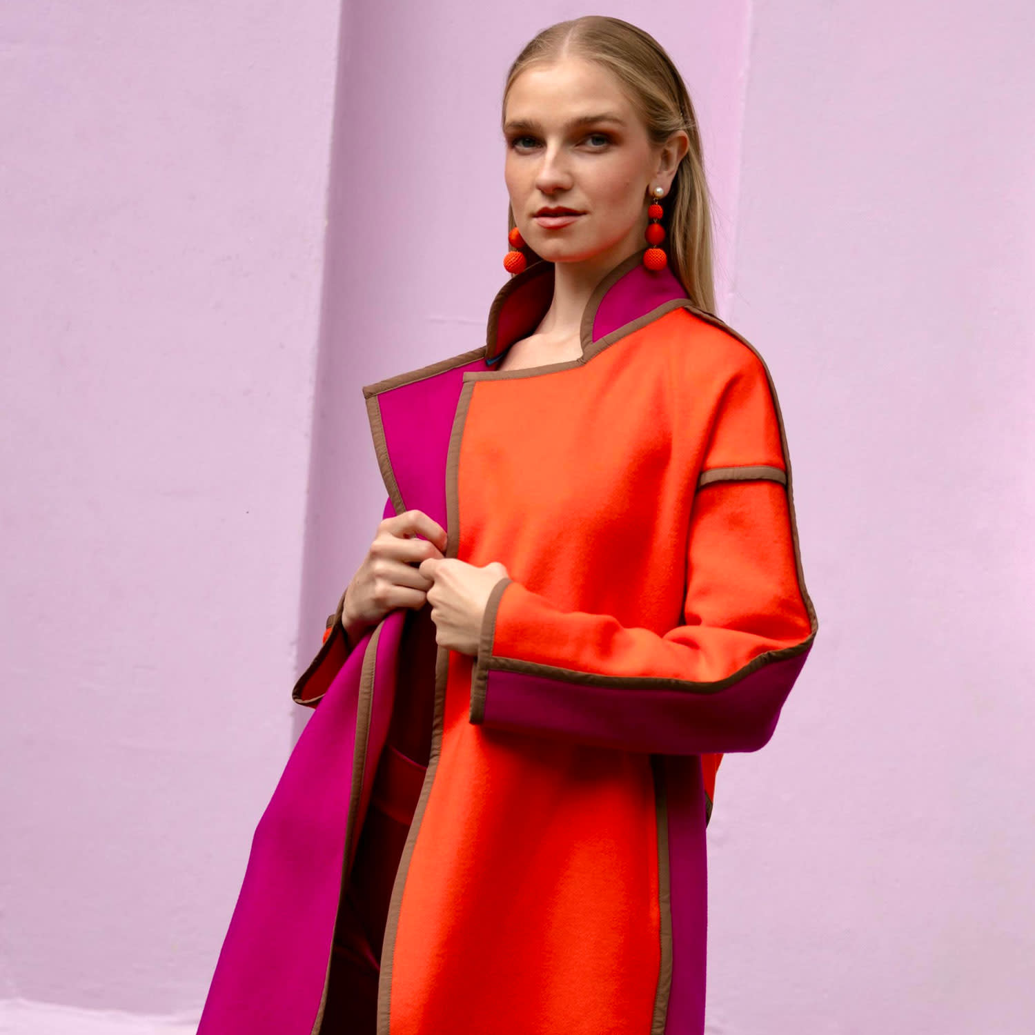 Pink Orange Oversized Cashmere Mix Space Coat | Beatrice von