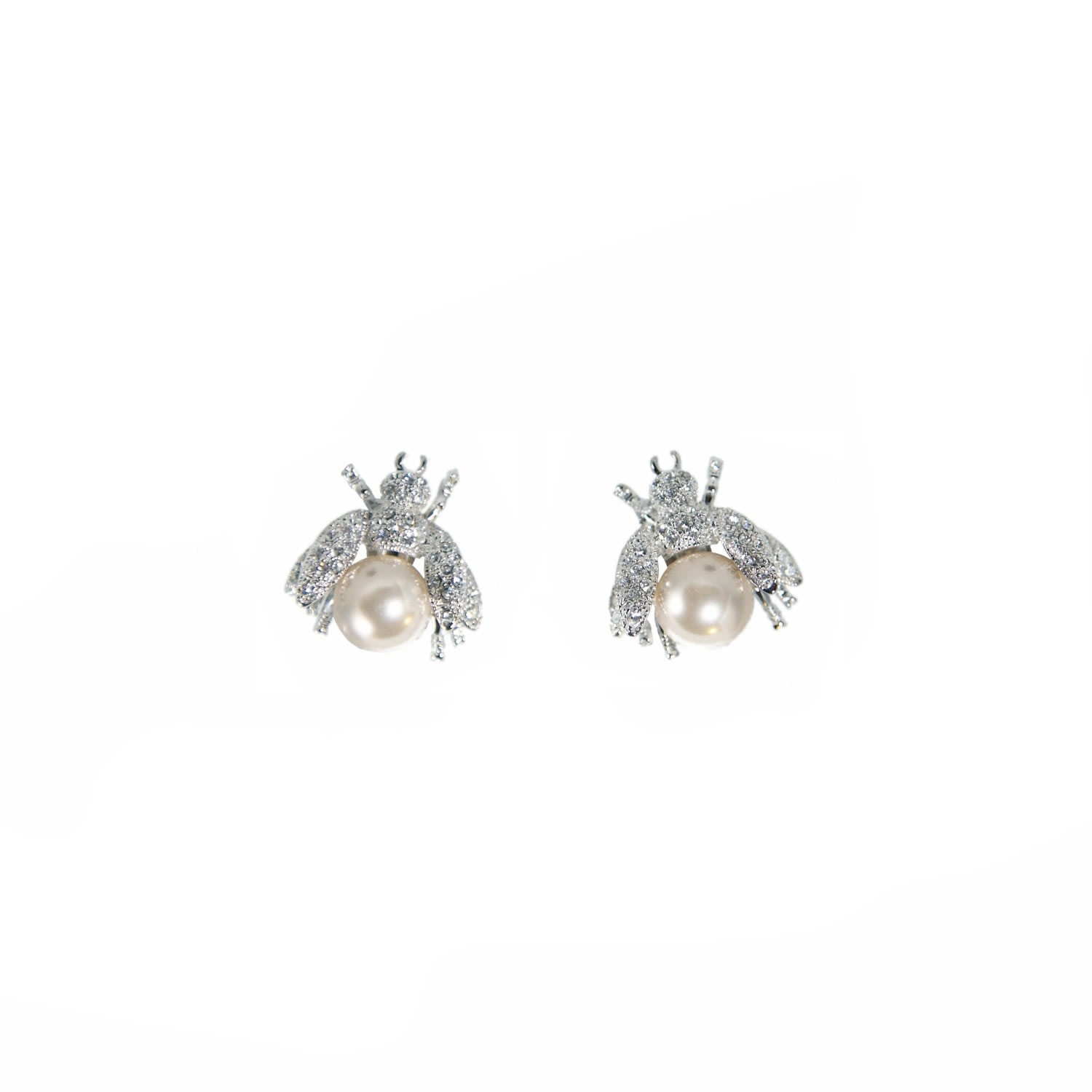 Stephanie Browne Australia Women's White / Silver Bumblebee Earrings - Silver, White In Multi