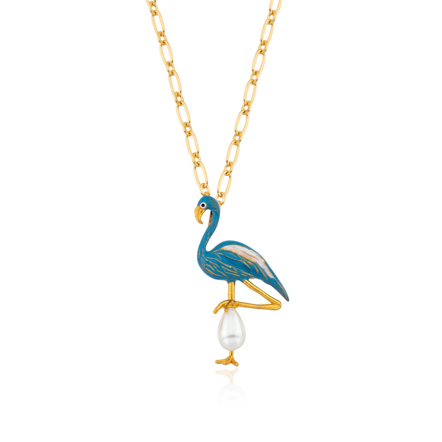 Milou Jewelry Women's Blue Flamingo Necklace In Blue