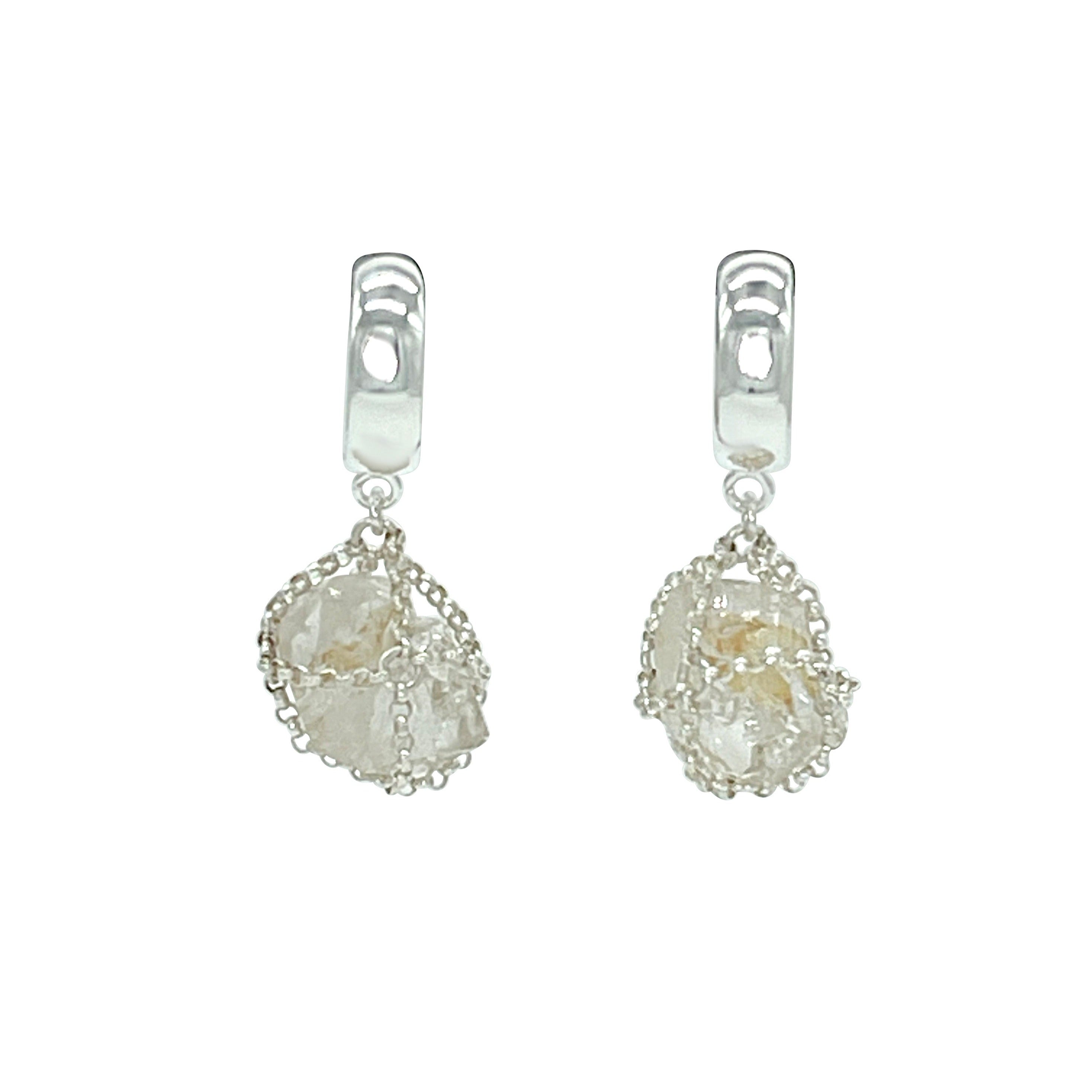 Mhart Women's Silver Caged Quartz  Earring