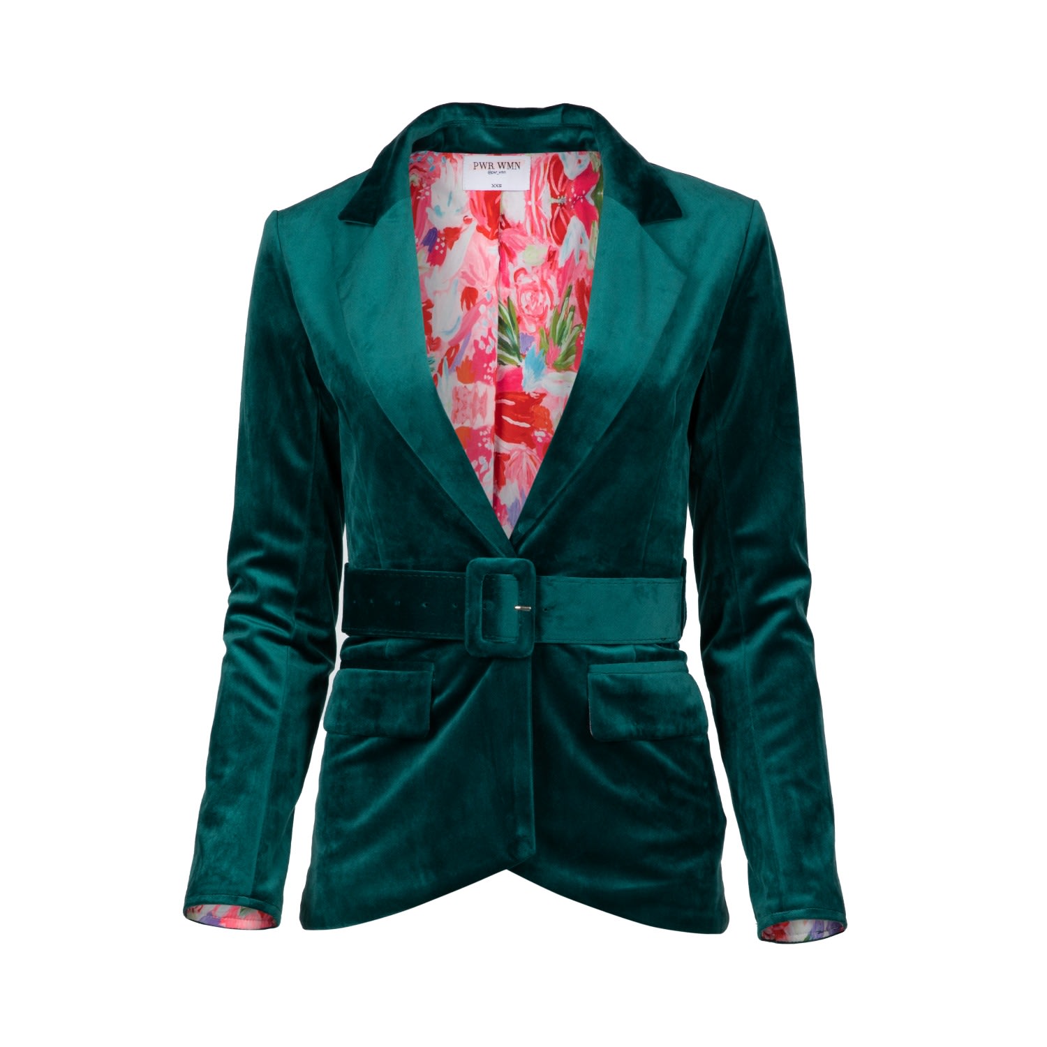 Women’s Pwr Wmn X Kenzi Blazer Green Emerald Velvet Blazer Xs