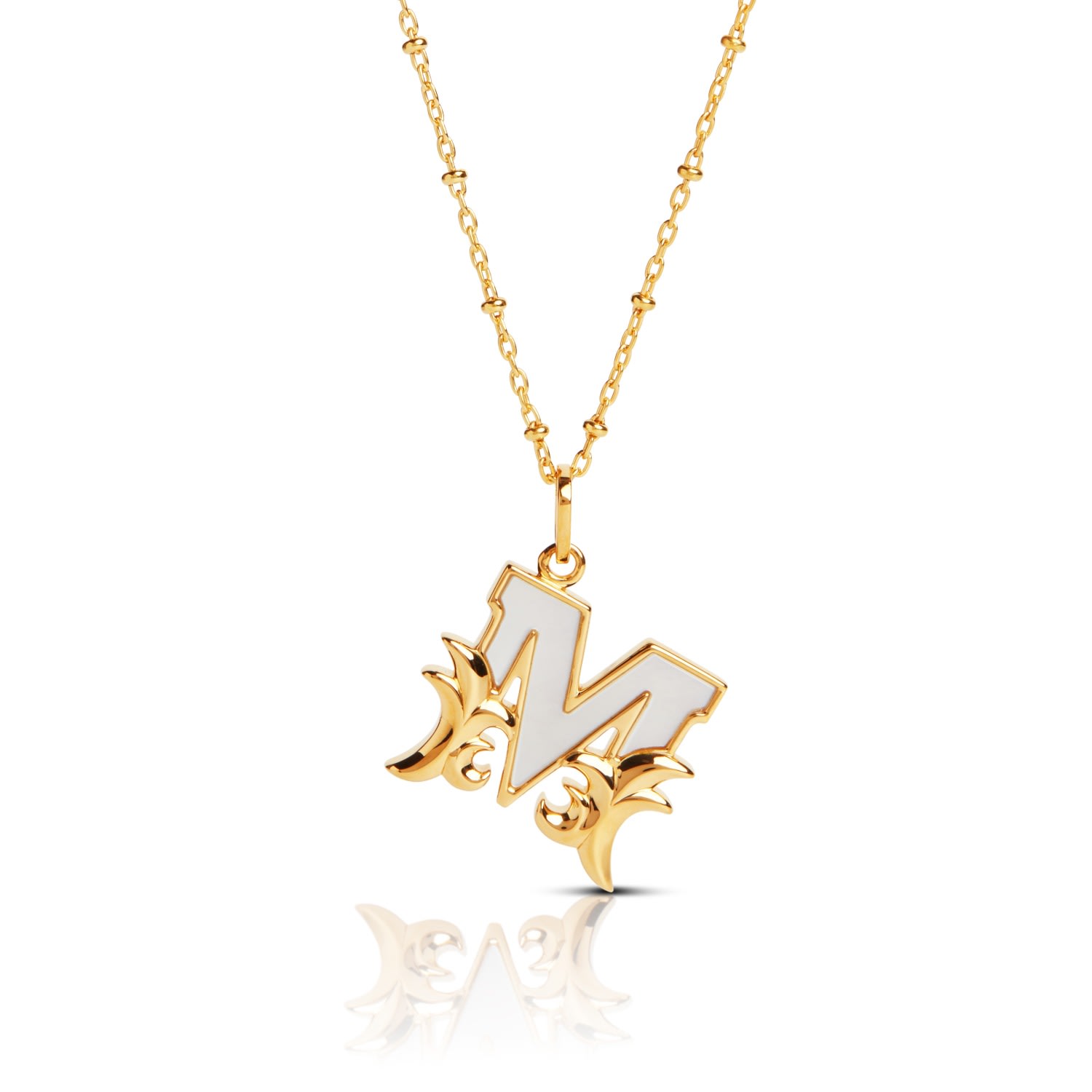 Women’s Gold Plated M Initial Necklace With Mother Of Pearl Kasun