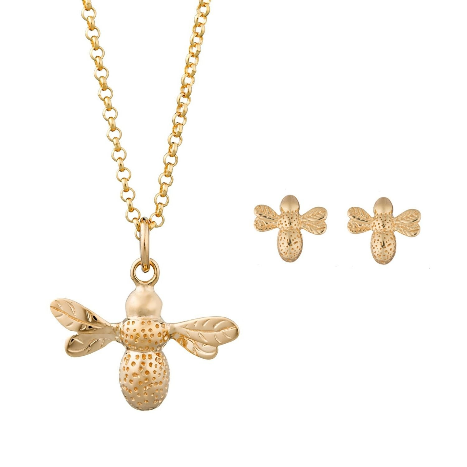 Women’s Gold Plated Bee Necklace & Studs Jewellery Set Lily Charmed