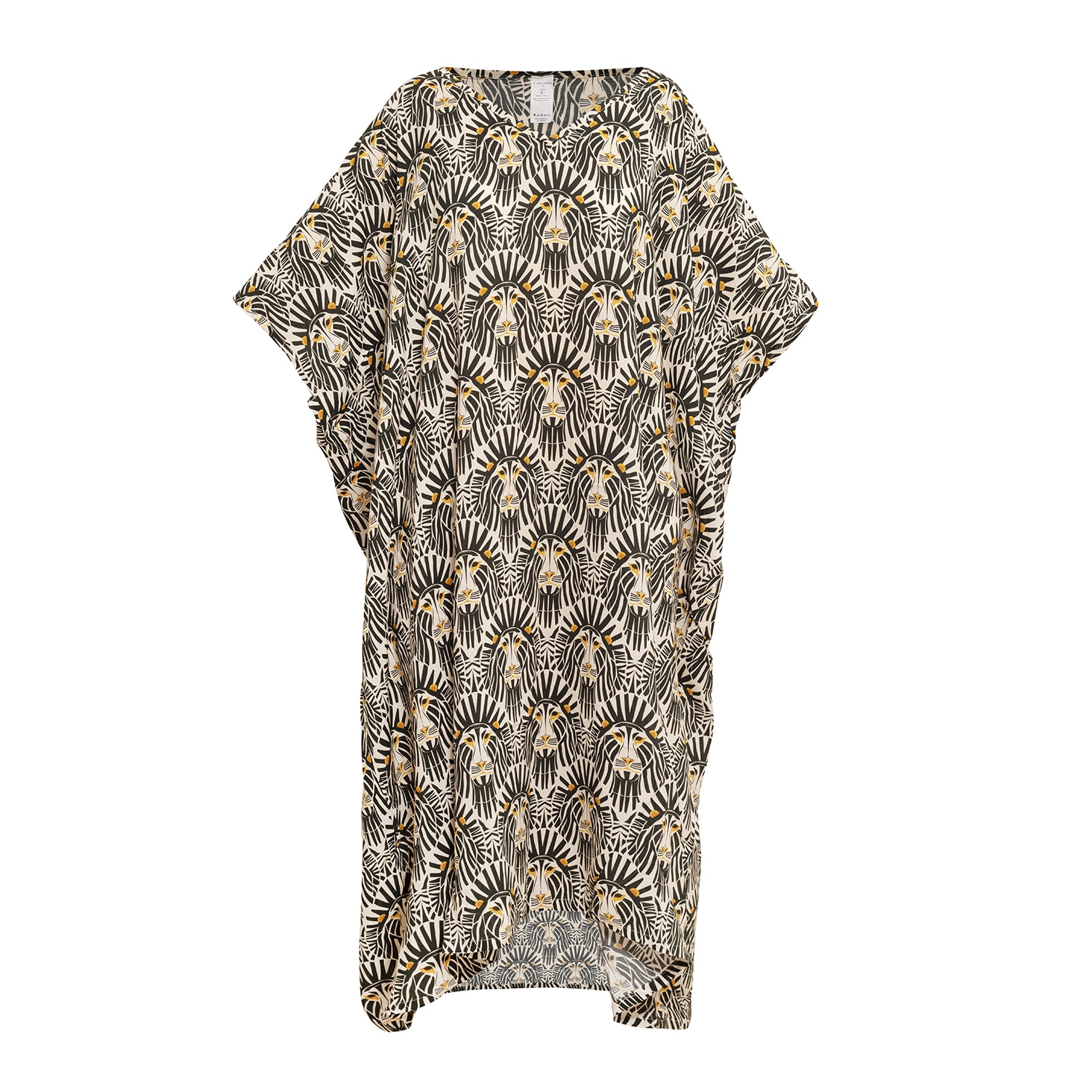 Women’s Black / Gold Kenia Kaftan With Exclusive Print One Size Carando