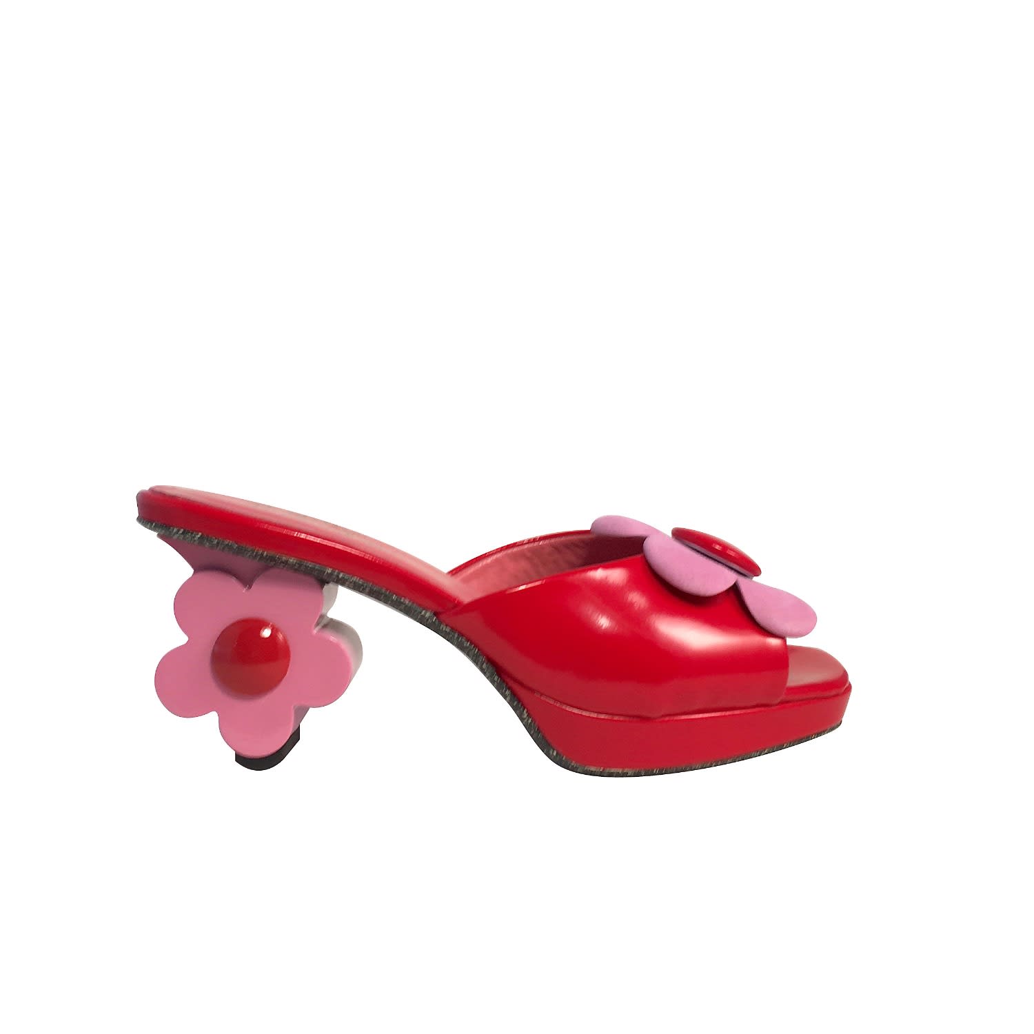 Josephine Red Leather Mules Atelier de Charlotte Wolf Badger