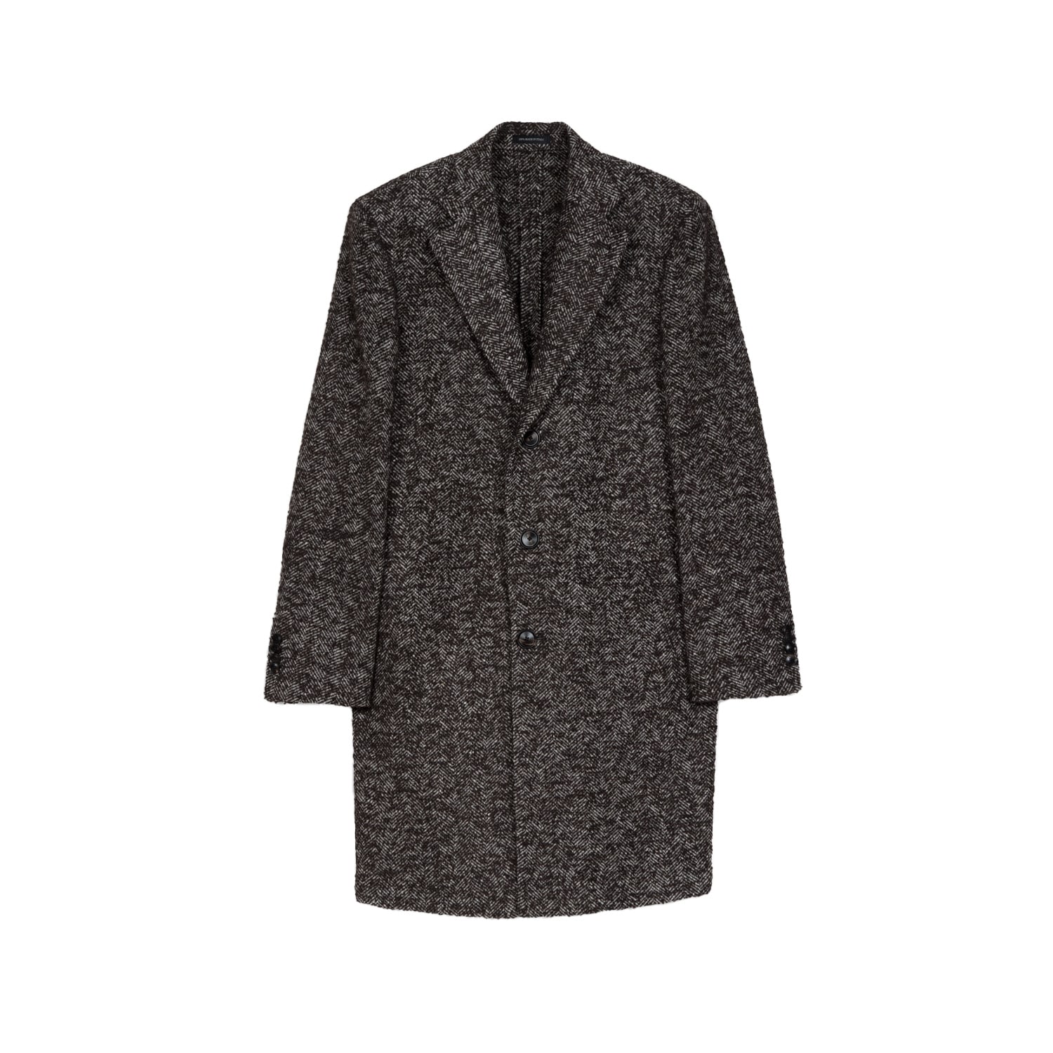 Men’s Single Breasted Herringbone Coat - Brown Small Aeterno Studio