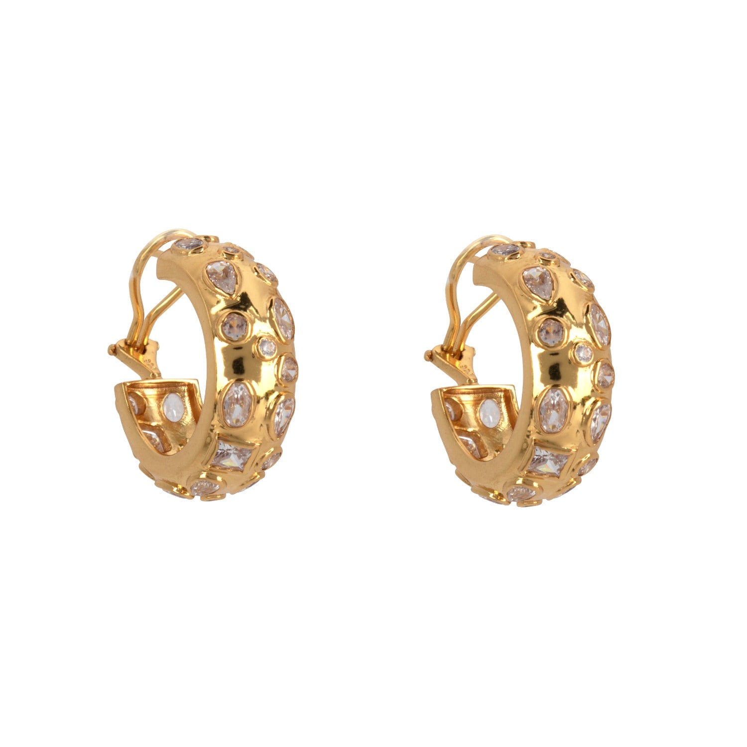 Bounkit Women's White / Gold Fortuna Hoops Clear Pierced