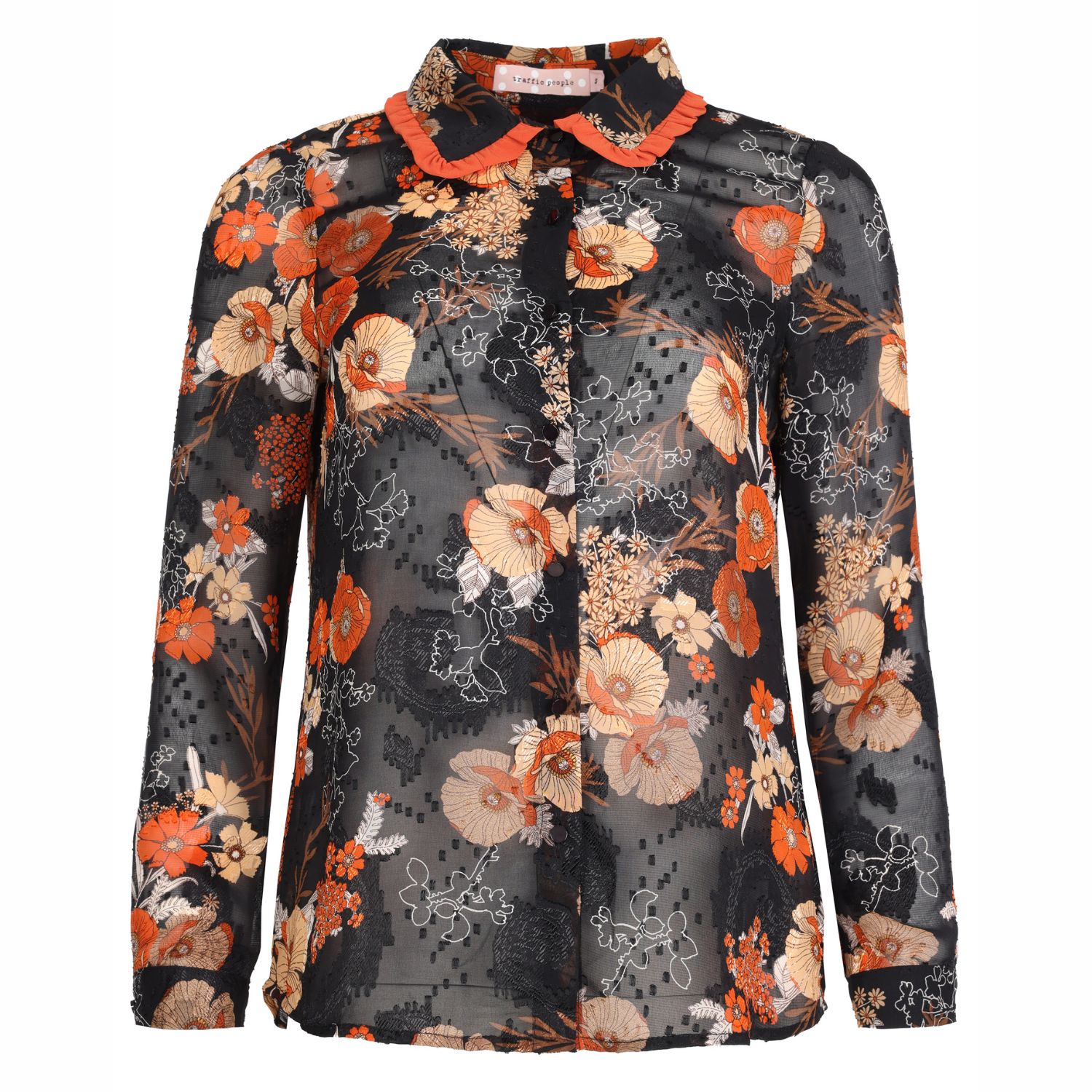 Women’s Black Fragrant Lies Floral Shirt Small Traffic People