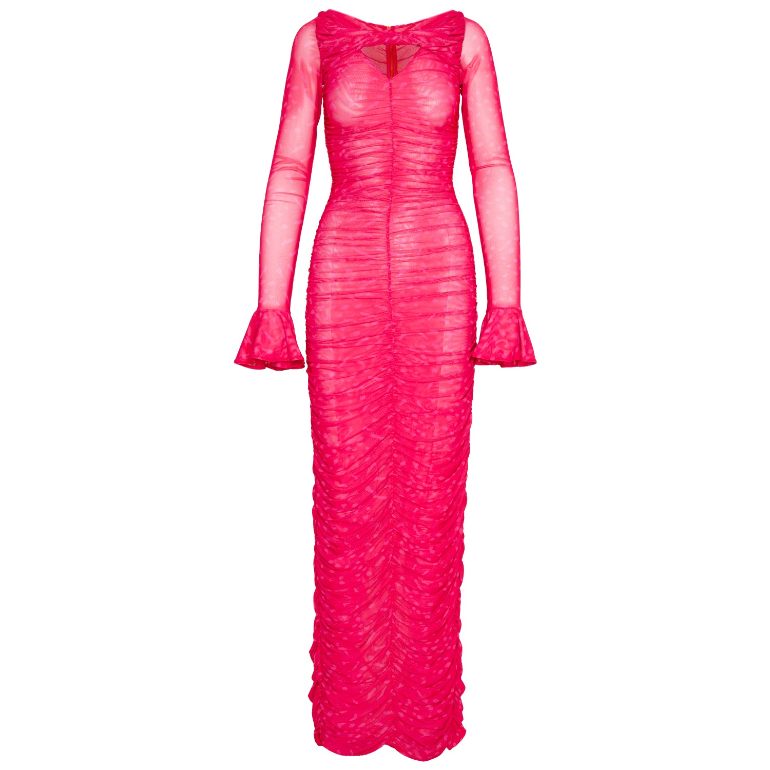 Ofuure Women's Pink Stella Ruched Maxi Mesh Dress In Pink
