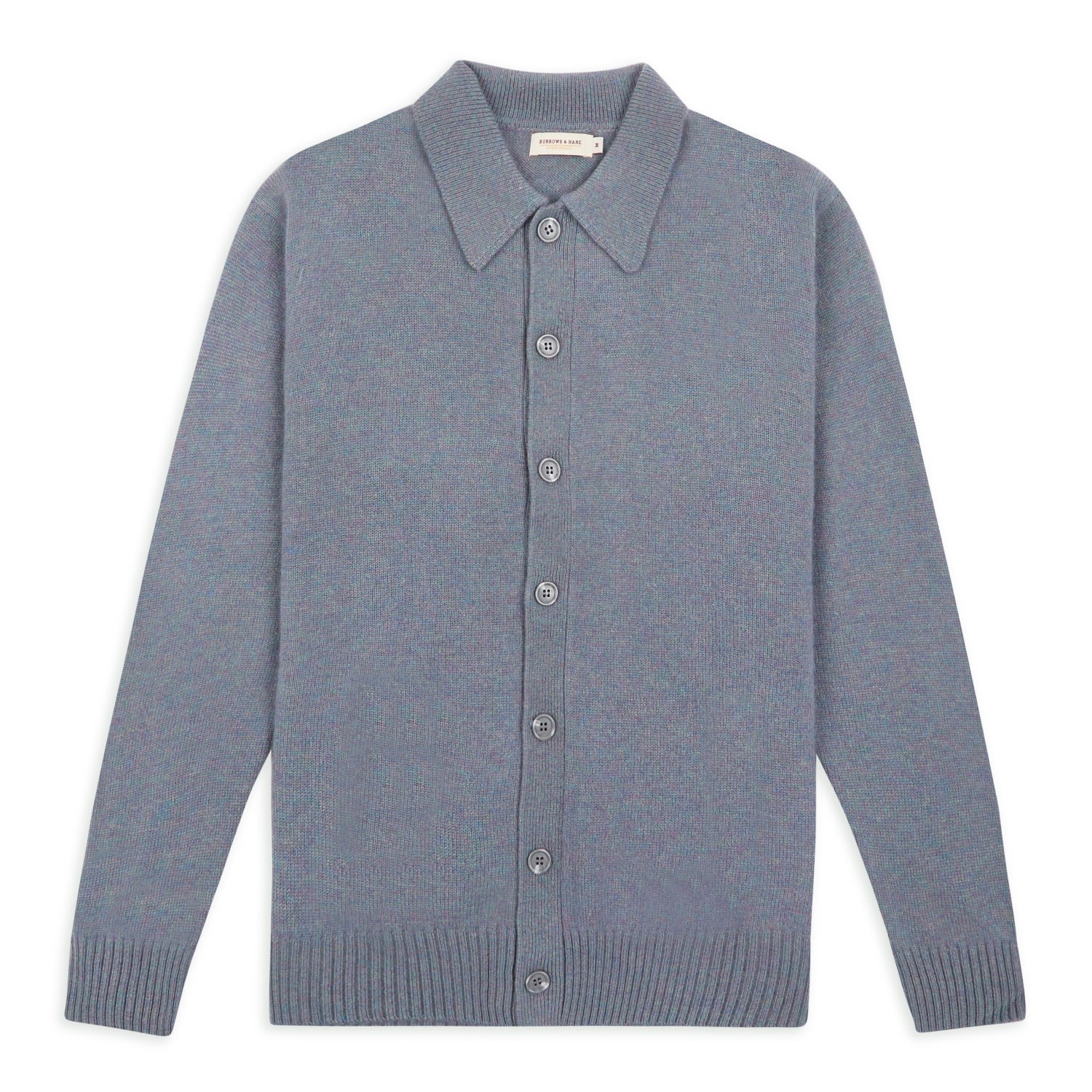 Burrows And Hare Men's Collared Knitted Cardigan - Grey Marl In Gray