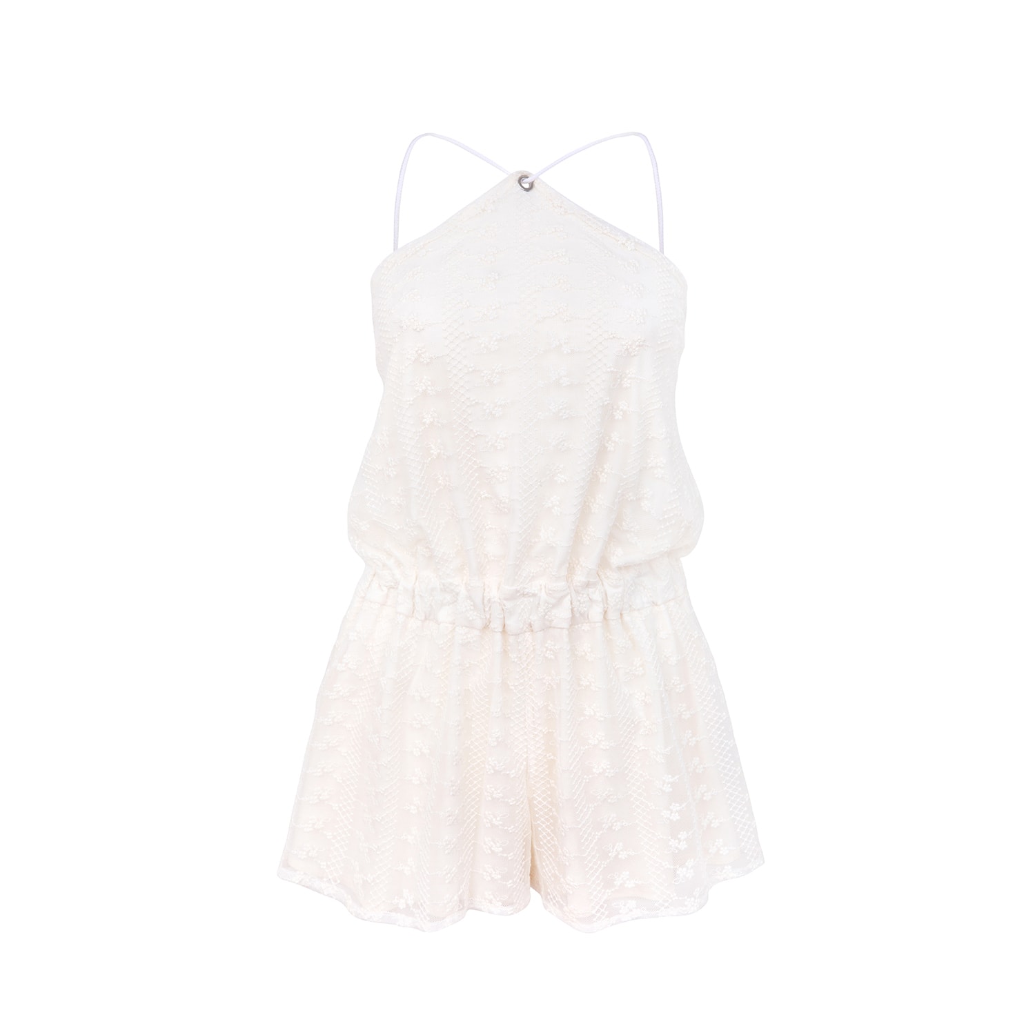 Blonde Gone Rogue Women's Desert Dreams Summer Playsuit, Upcycled Cotton, In White Lace In White