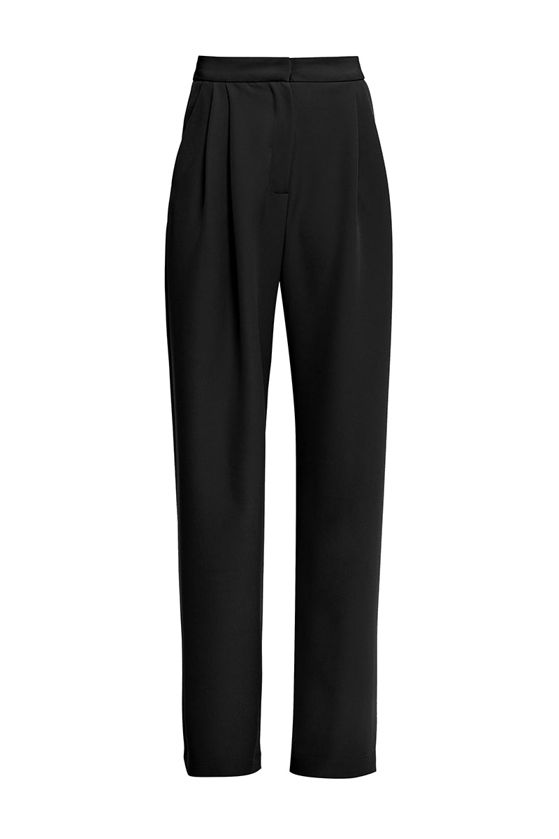 Women’s Black Pleated Wide-Leg Pants Clich Reborn