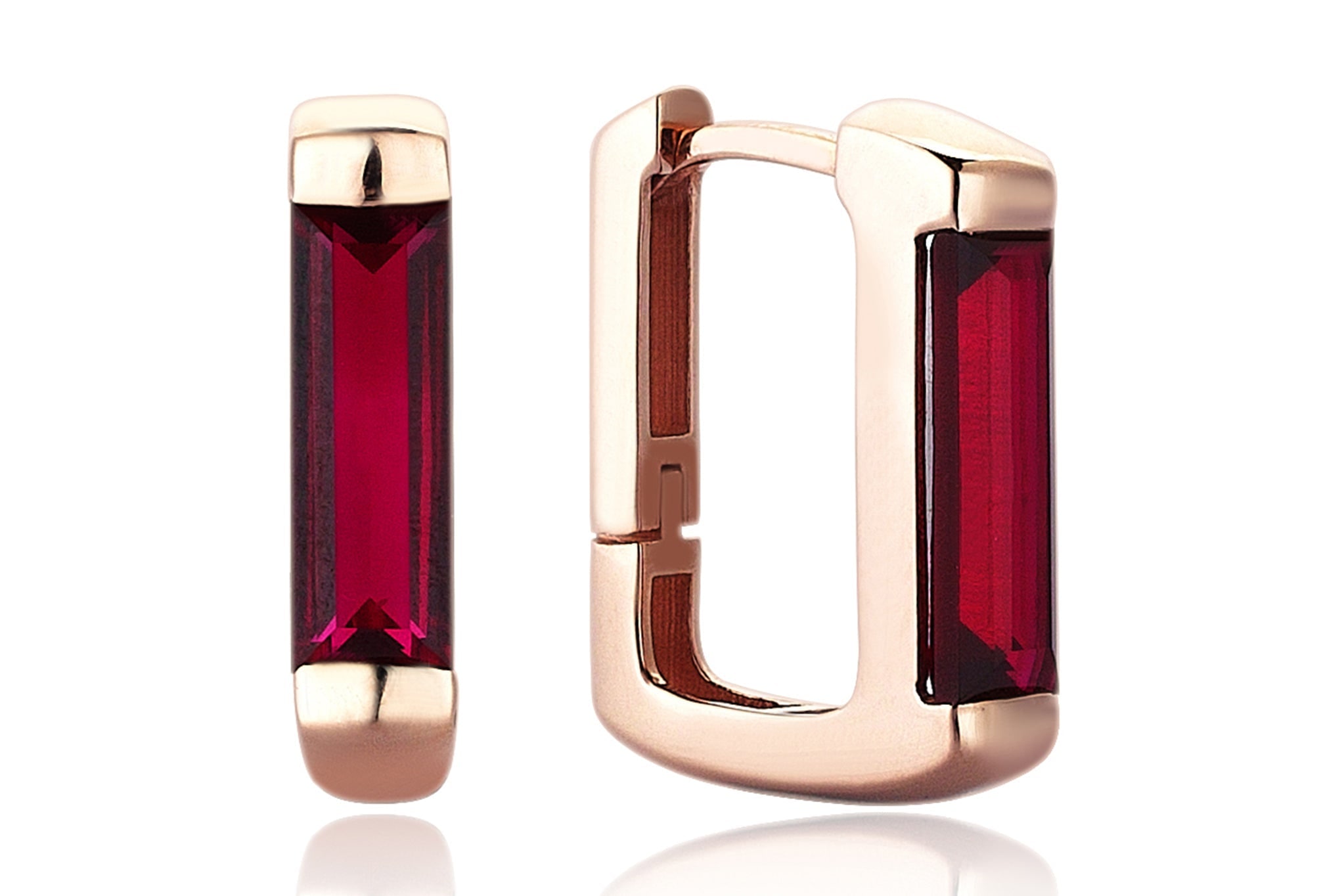 Reis Jewellery Women's Rose Gold / Red Ruby Line Earring In Multi